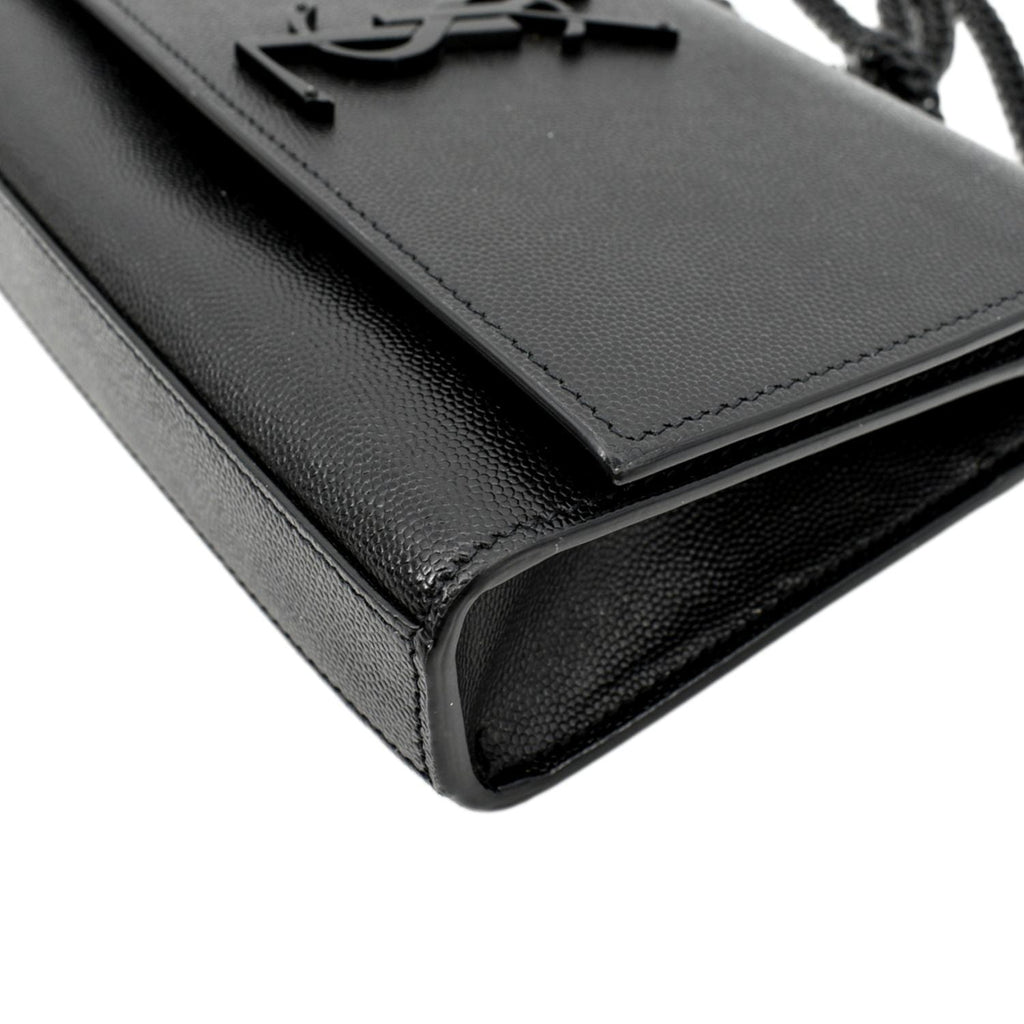 YVES SAINT LAURENT Kate Leather Chain Clutch Crossbody Bag Black