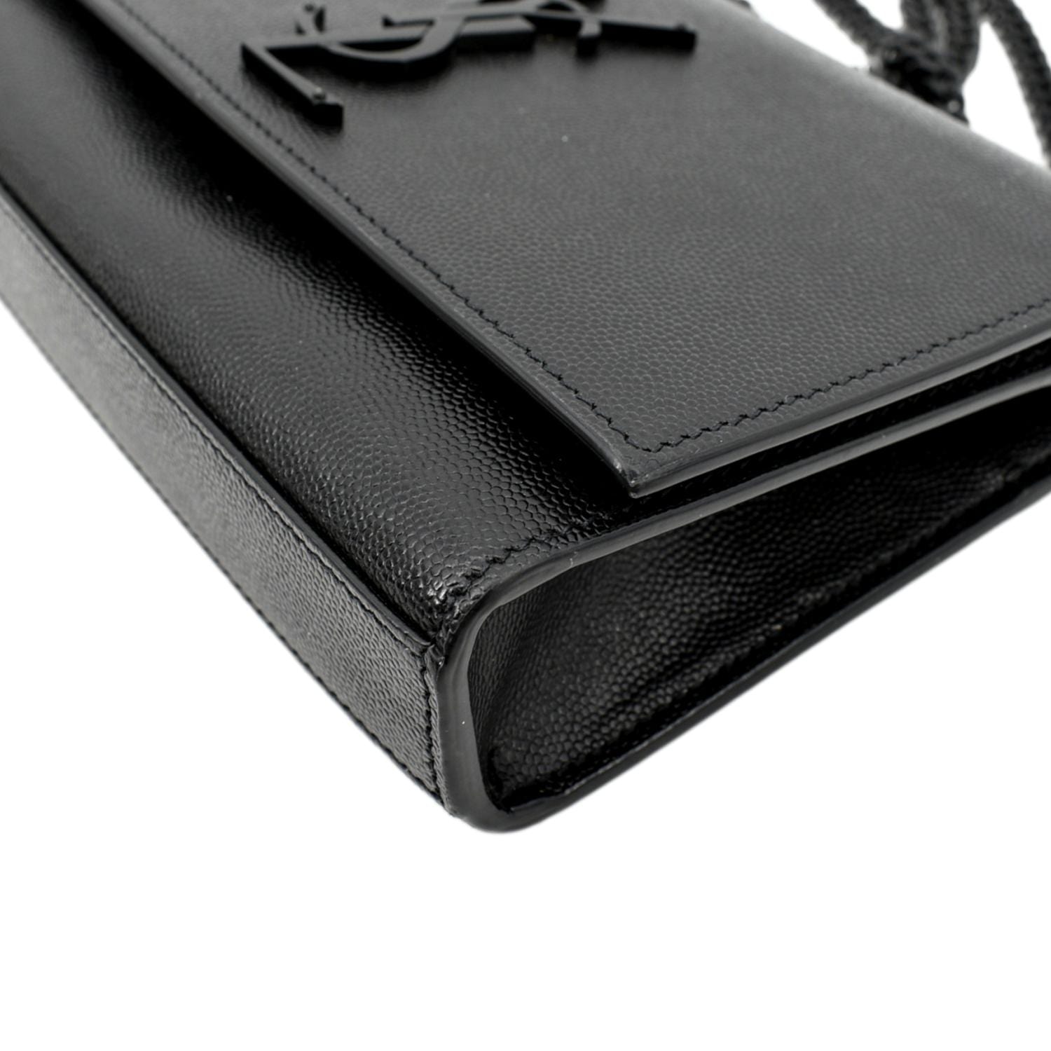 YVES SAINT LAURENT Kate Leather Chain Clutch Crossbody Bag Black