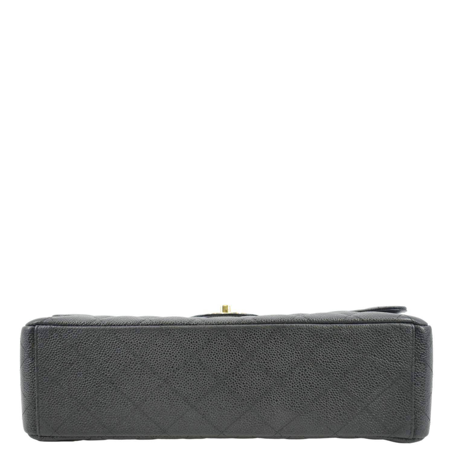 CHANEL Classic Maxi Flap Quilted Caviar Leather Shoulder Bag Black