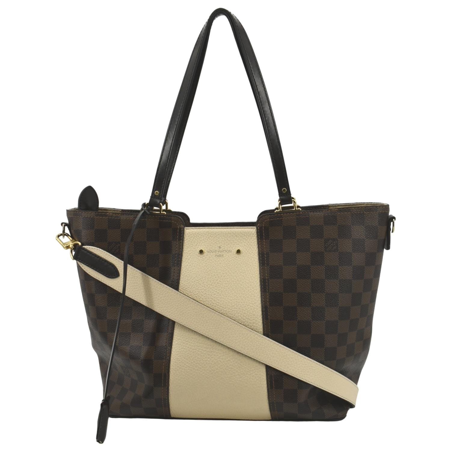 LOUIS VUITTON Jersey Damier Ebene Shoulder Bag Creme