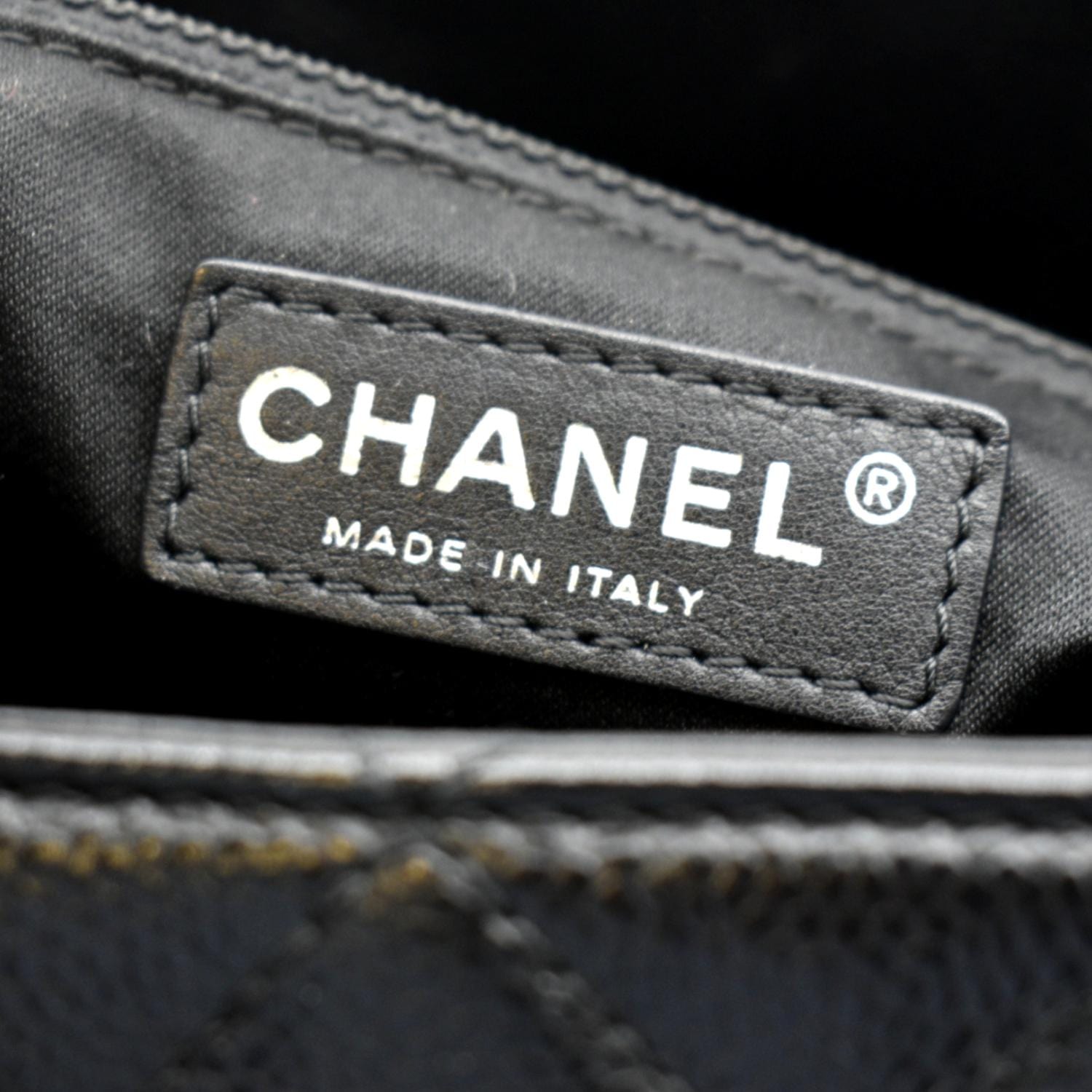 CHANEL Grand Shopping Quilted Caviar Leather GST Tote Bag Black