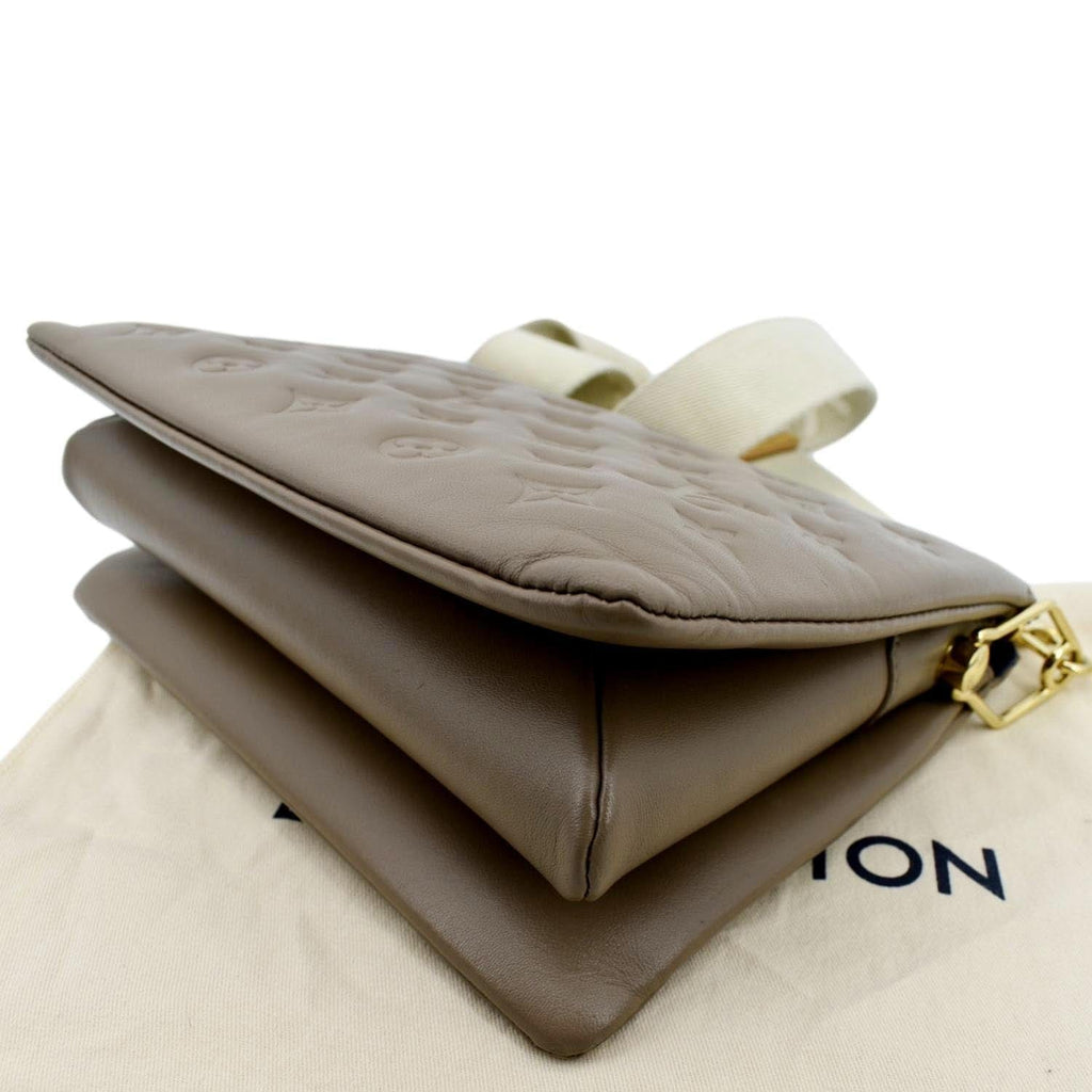 LOUIS VUITTON Coussin MM Monogram Embossed Shoulder Bag Taupe