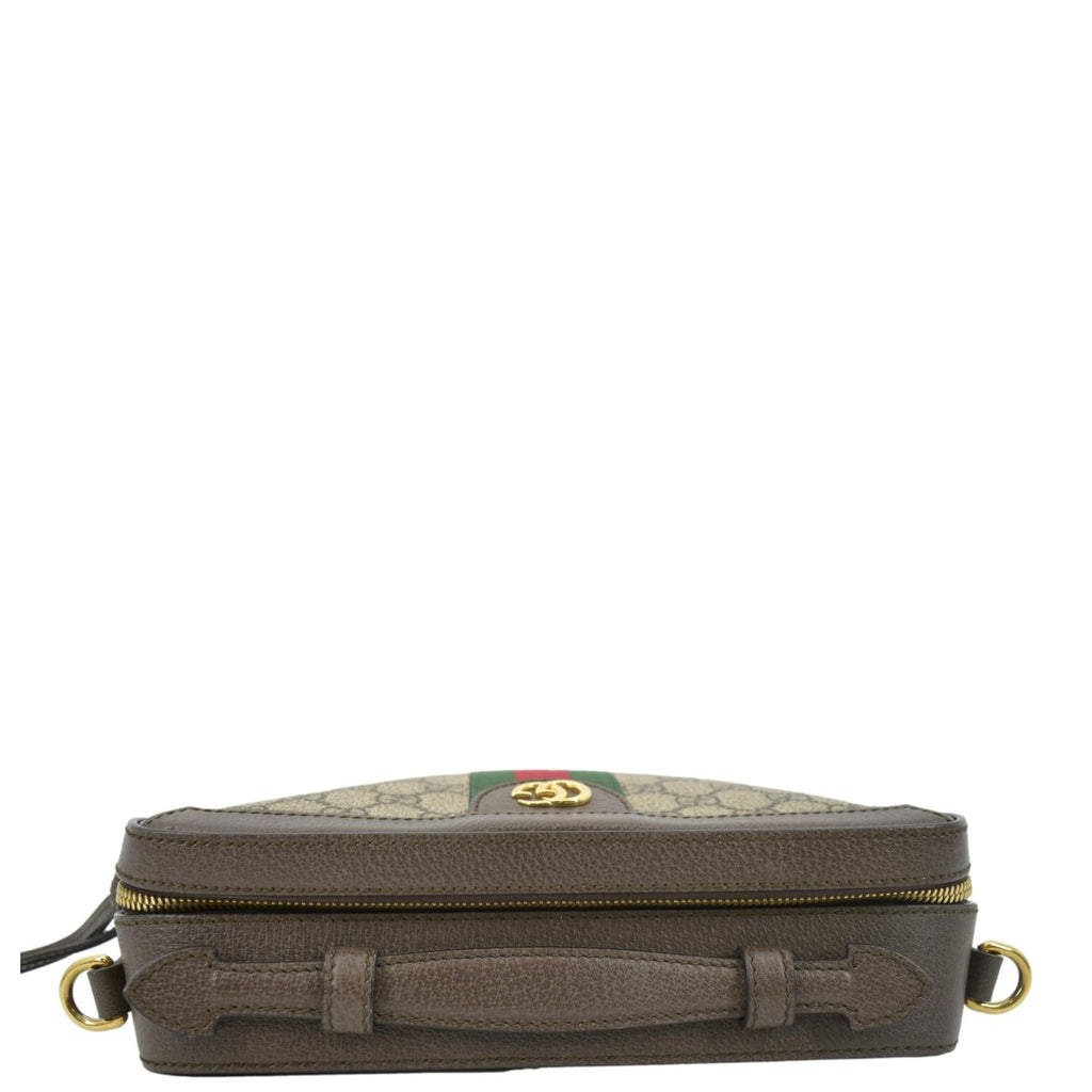 GUCCI Ophidia Web Small GG Supreme Canvas Shoulder Bag Beige 550622