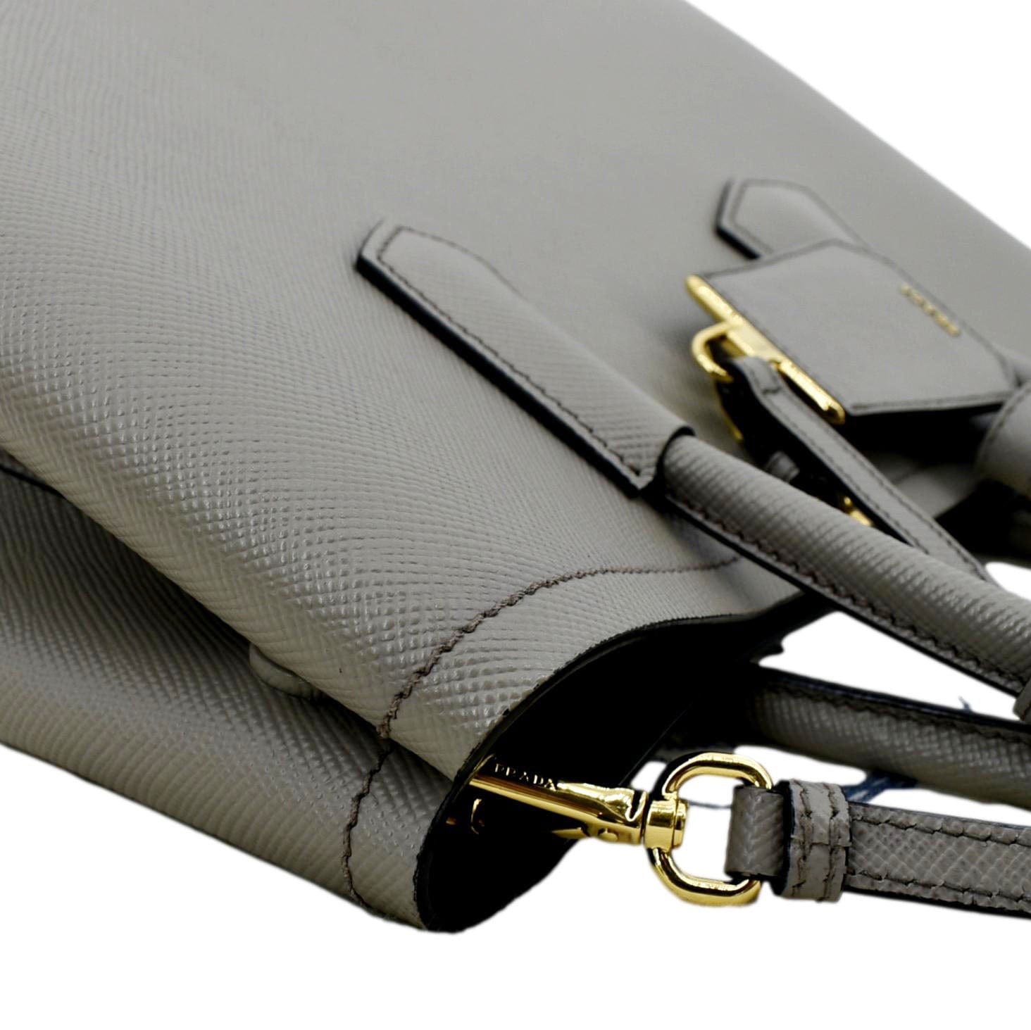 PRADA Double Handle Saffiano Leather Tote Bag Grey