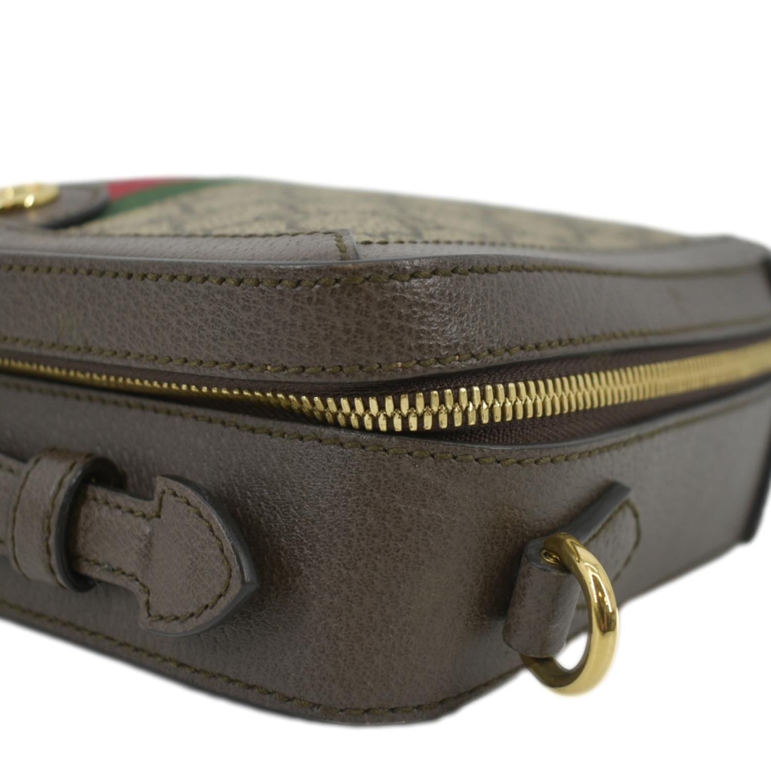 GUCCI Ophidia Web Small GG Supreme Canvas Shoulder Bag Beige 550622