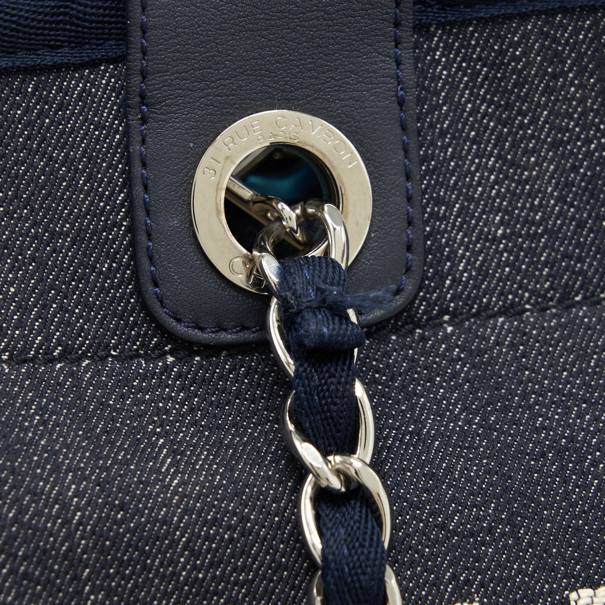 Chanel Large deauville Tote bag Denim Navy