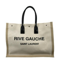 YVES SAINT LAURENT Rive Gauche Small Linen Leather Tote Griege