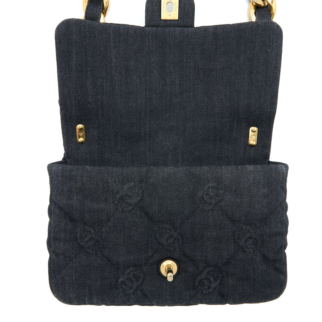 Chanel Flap Shoulder Bag with Giant Chain Denim Dark Blue Brushed  (Microchip)