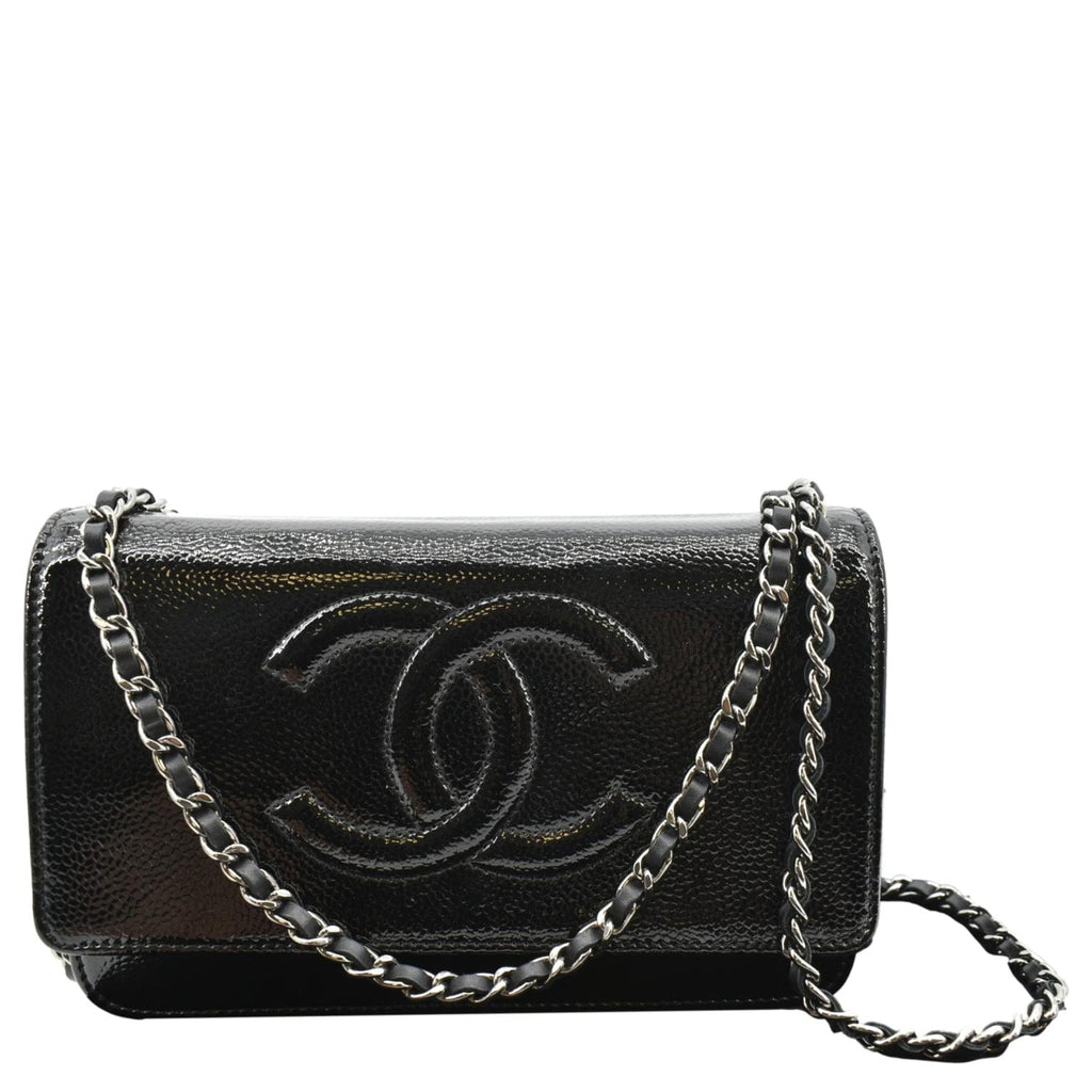 CHANEL CC WOC Caviar Leather Wallet on Chain Shoulder Bag Black