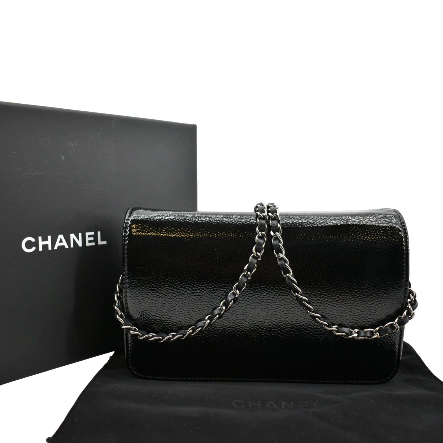 CHANEL CC WOC Caviar Leather Wallet on Chain Shoulder Bag Black