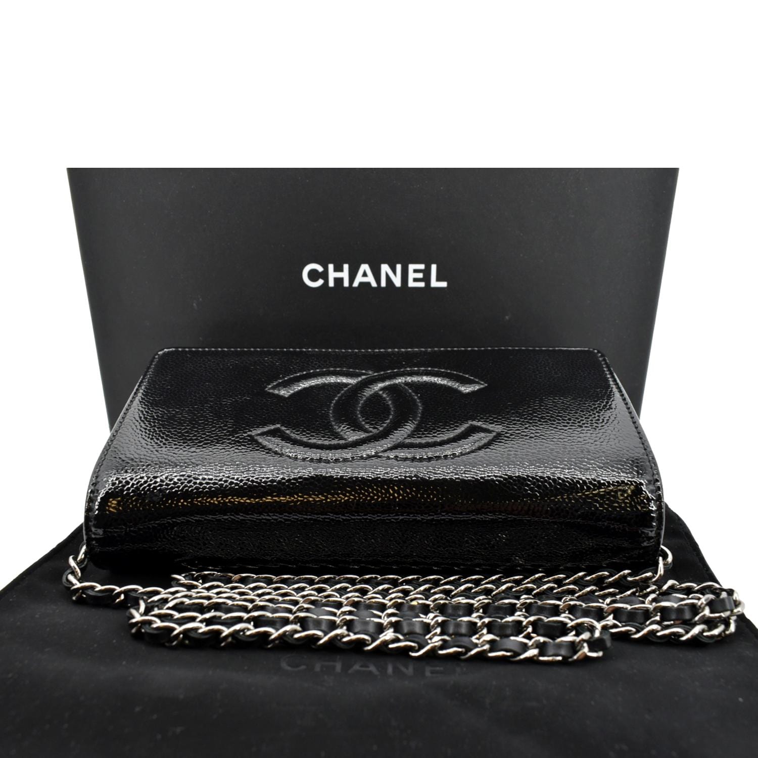 CHANEL CC WOC Caviar Leather Wallet on Chain Shoulder Bag Black