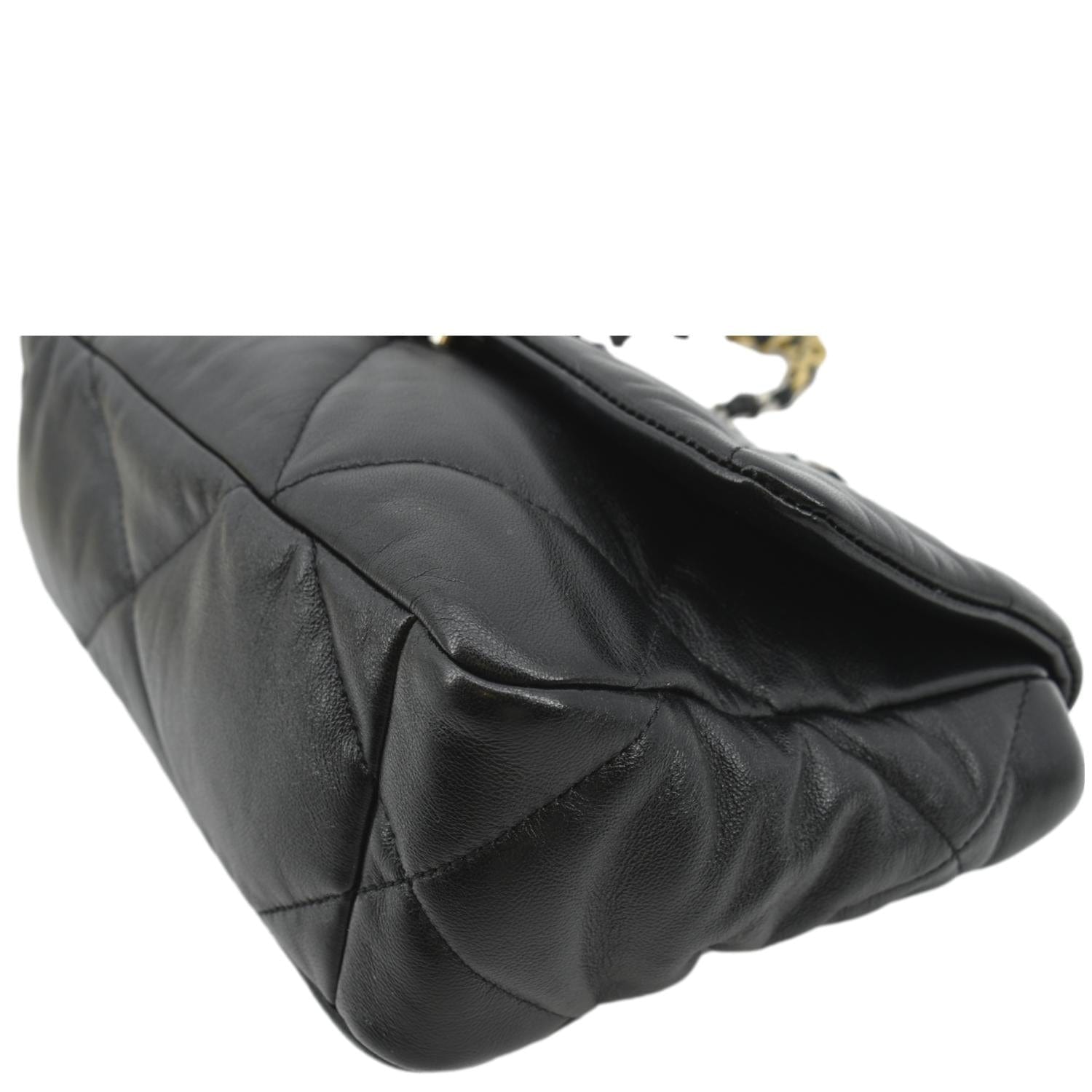 CHANEL 19 Small Flap Quilted Lambskin Leather Shoulder Bag Black - Final Sale