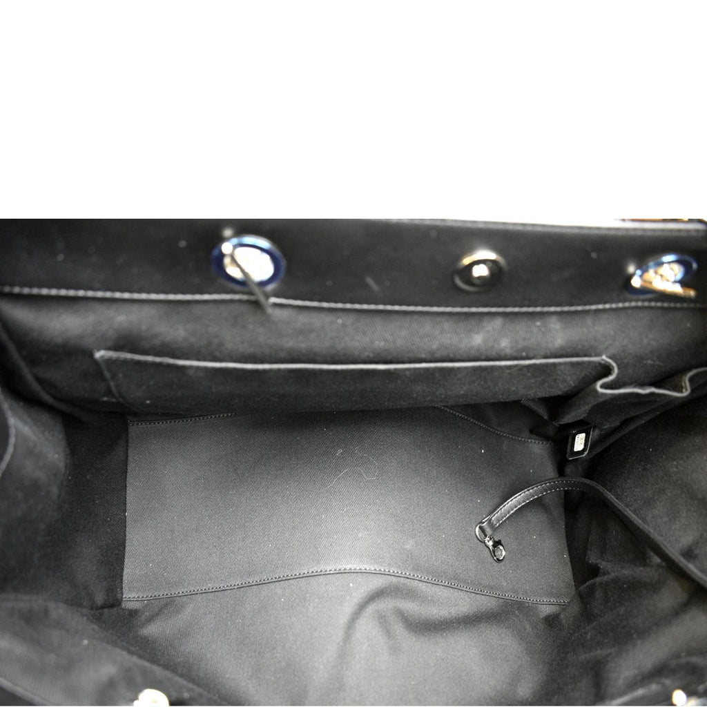 CHANEL Front Pocket Quilted Patent Leather Shopping Tote Bag Black