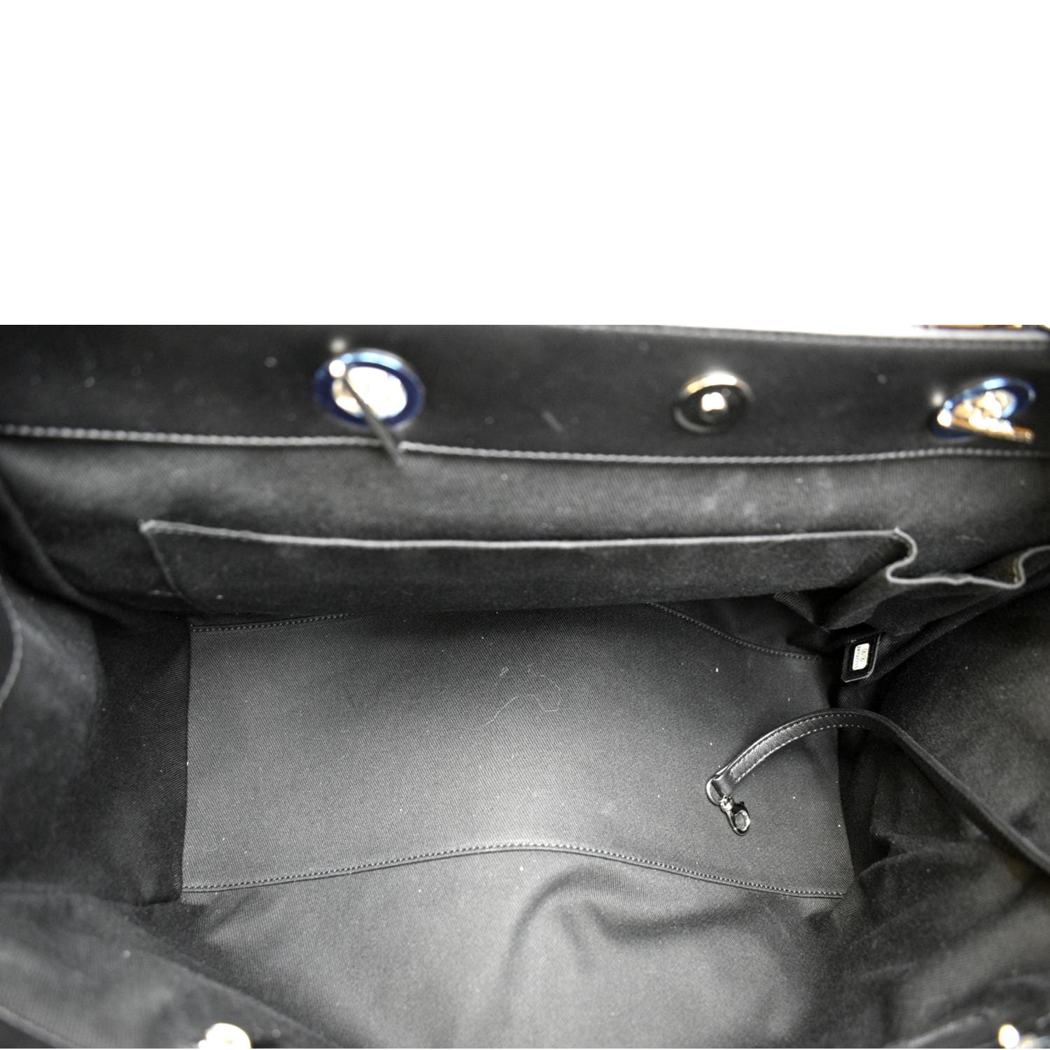 CHANEL Front Pocket Quilted Patent Leather Shopping Tote Bag Black