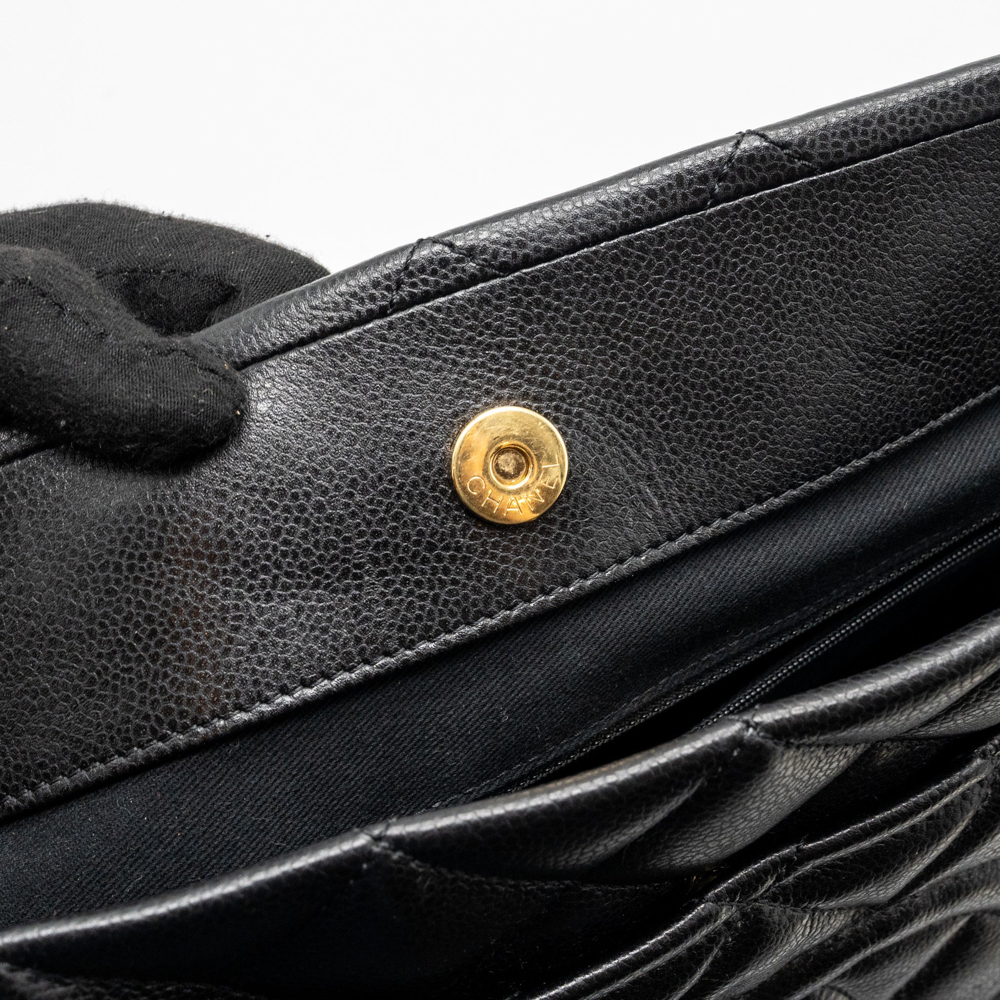 Chanel quilted shoulder shopping tote bag caviar black