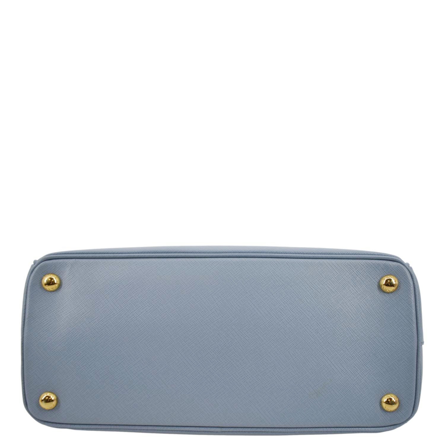 PRADA Galleria Double-Zip small Saffiano Leather Tote Bag Light Blue
