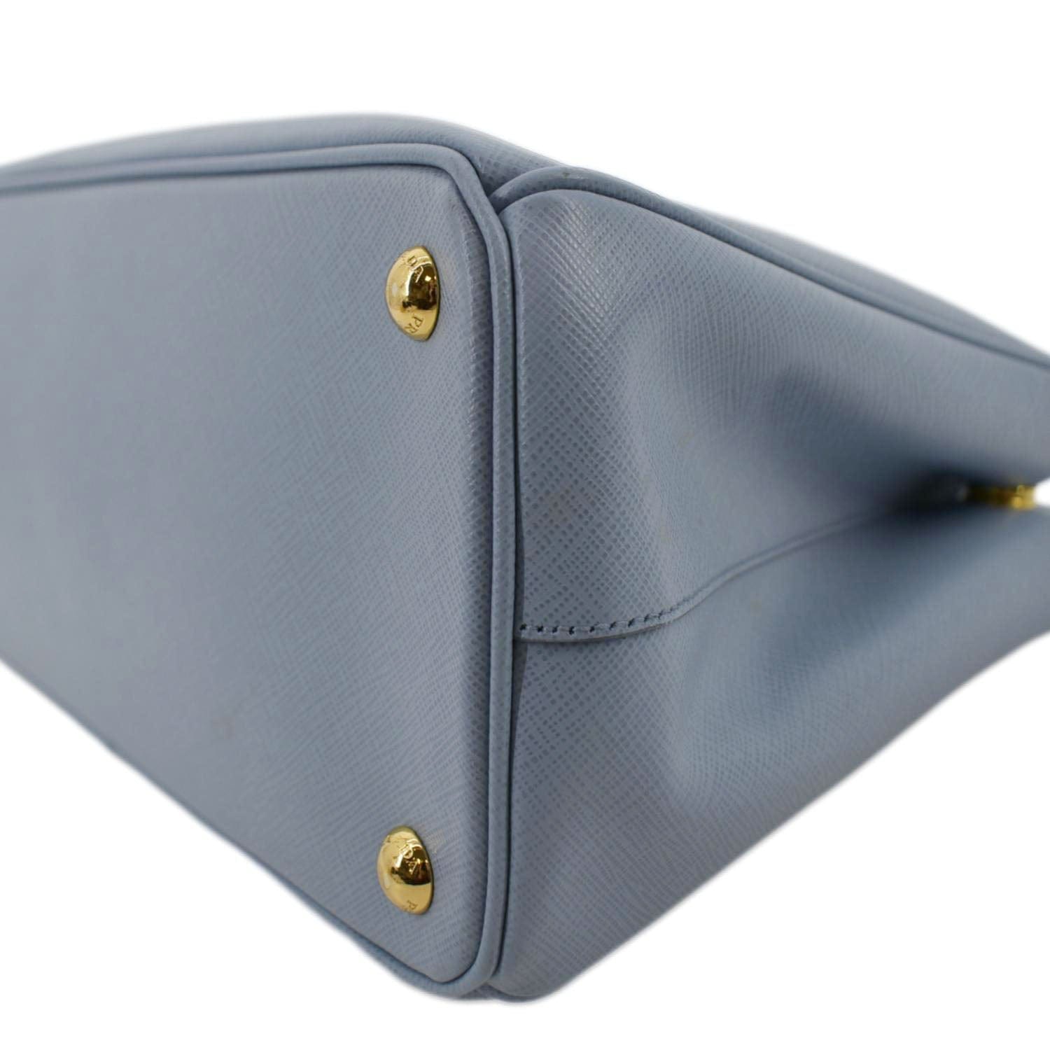 PRADA Galleria Double-Zip small Saffiano Leather Tote Bag Light Blue