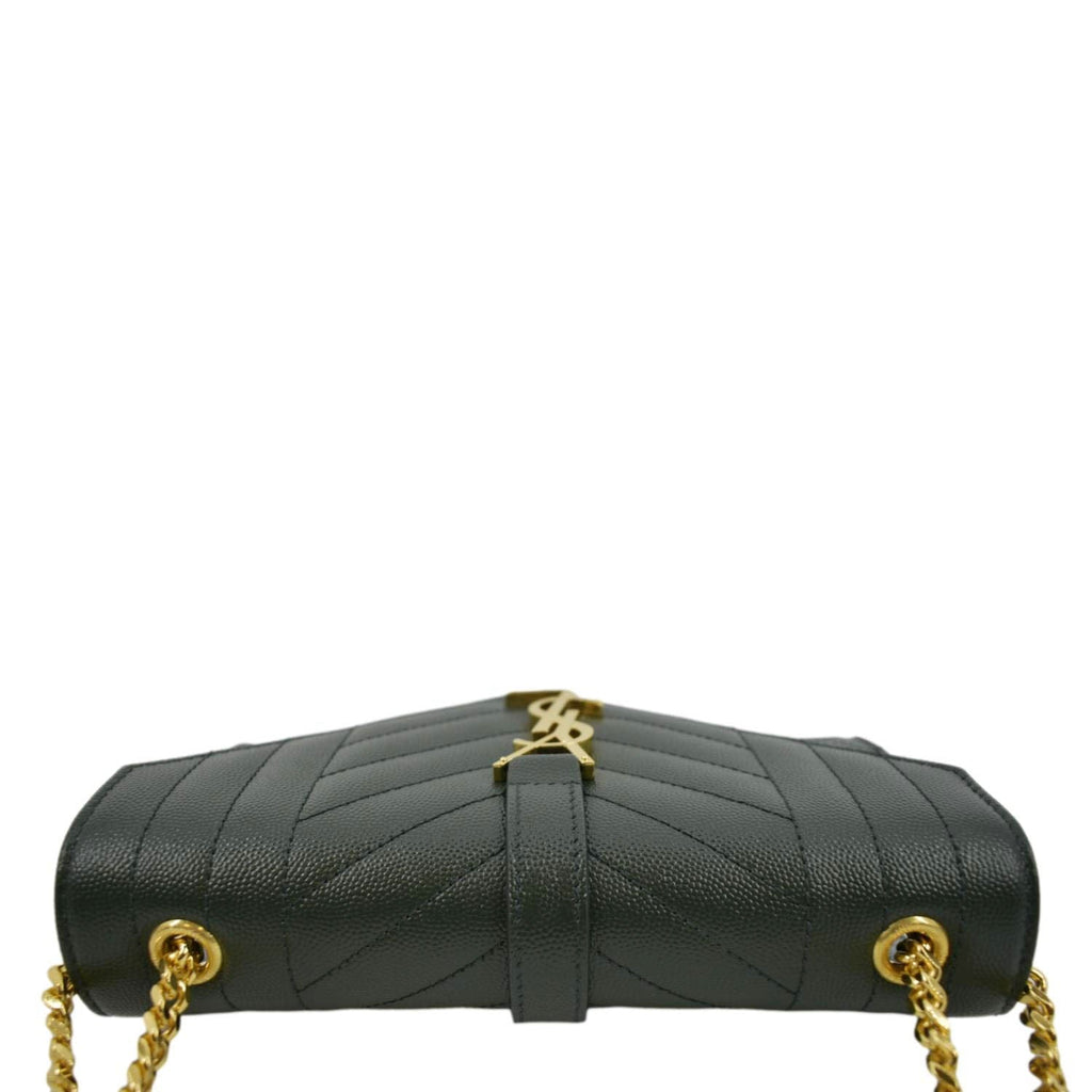 YVES SAINT LAURENT Small Envelope Matelassé Leather Shoulder Bag Green