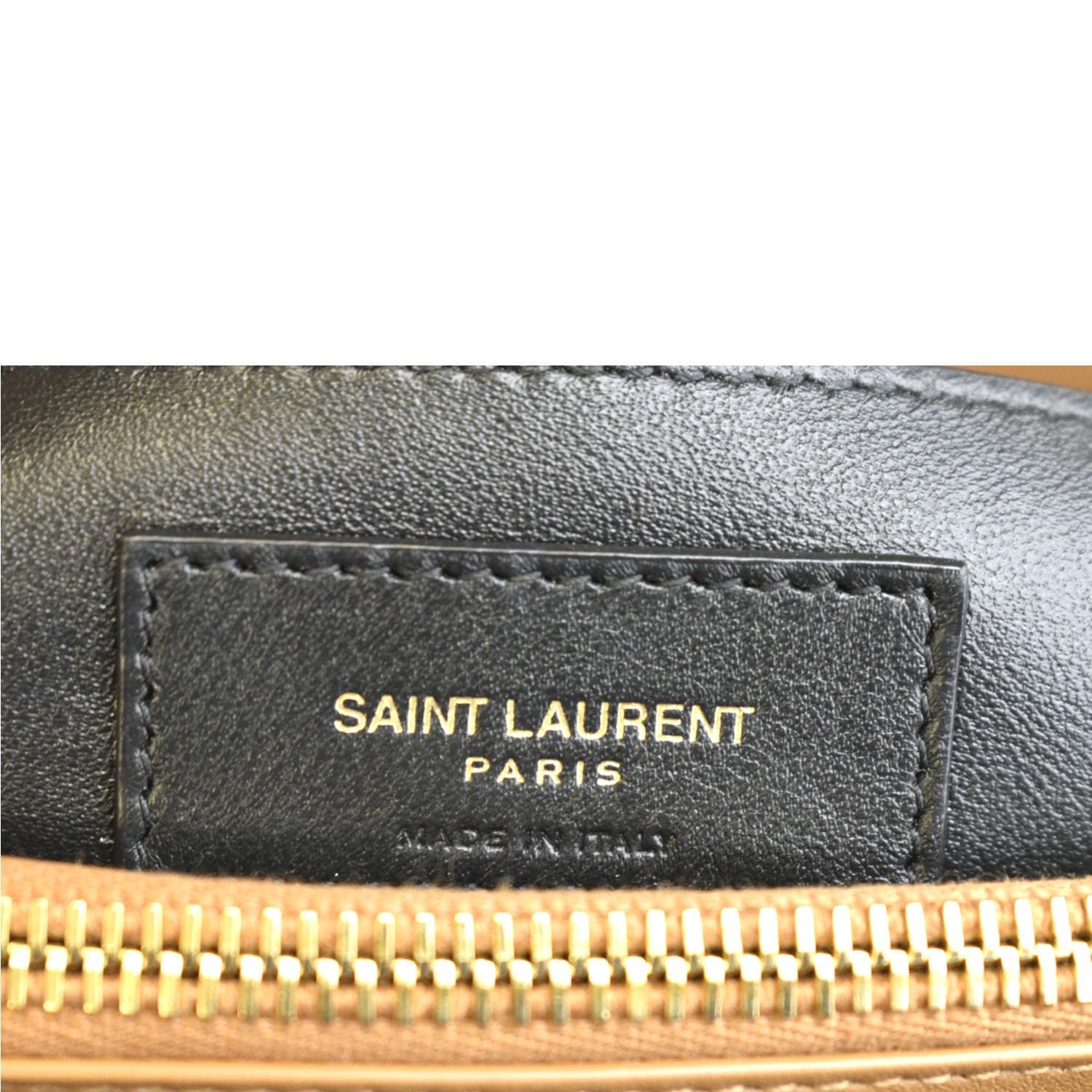 YVES SAINT LAURENT College Chevron Suede Shoulder Chain Bag Camel