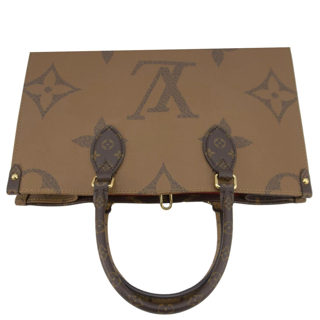 LOUIS VUITTON Onthego MM Giant Monogram Canvas Tote Shoulder Bag Brown