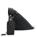PRADA Triangle Raffia Shoulder Bag Black