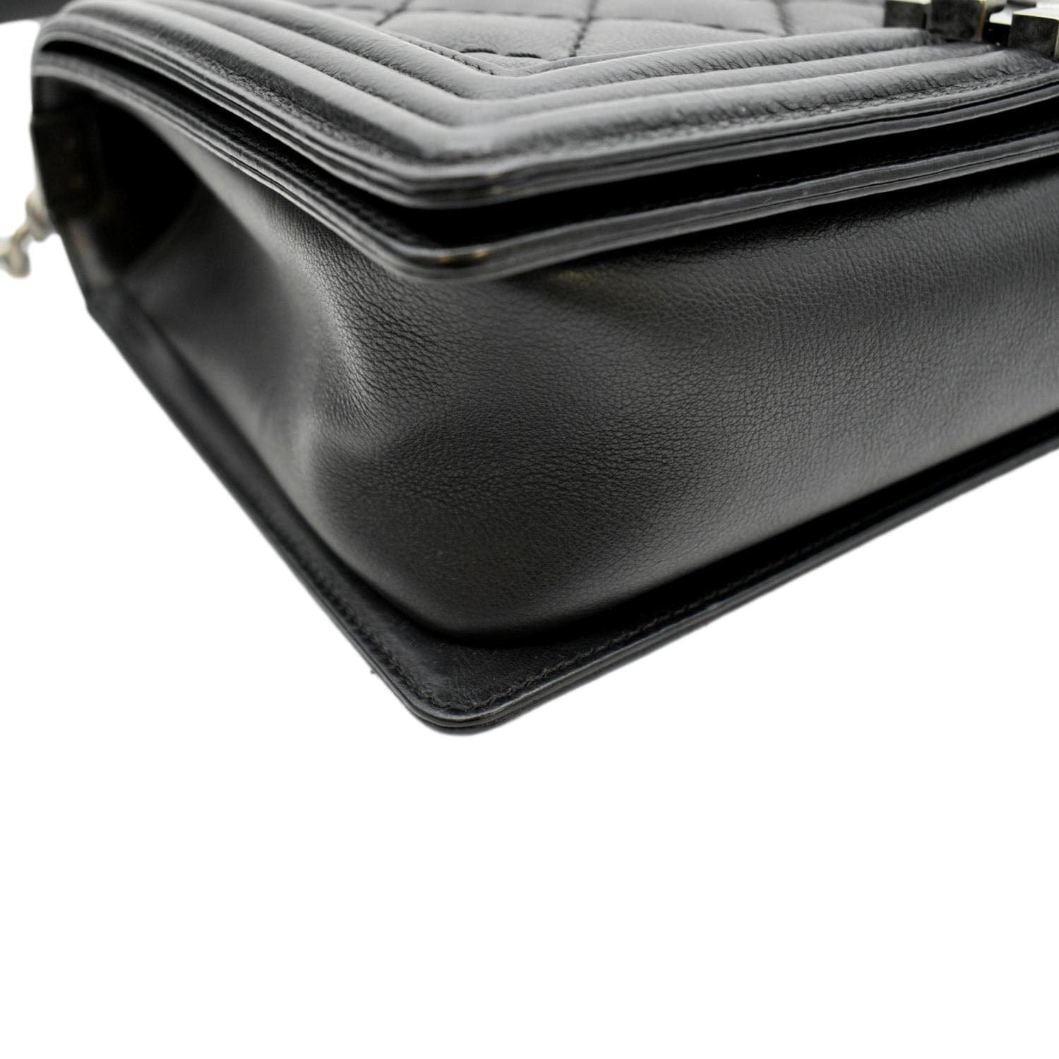 CHANEL Wild Stitch Boy Quilted Lambskin Leather Shoulder Bag Black