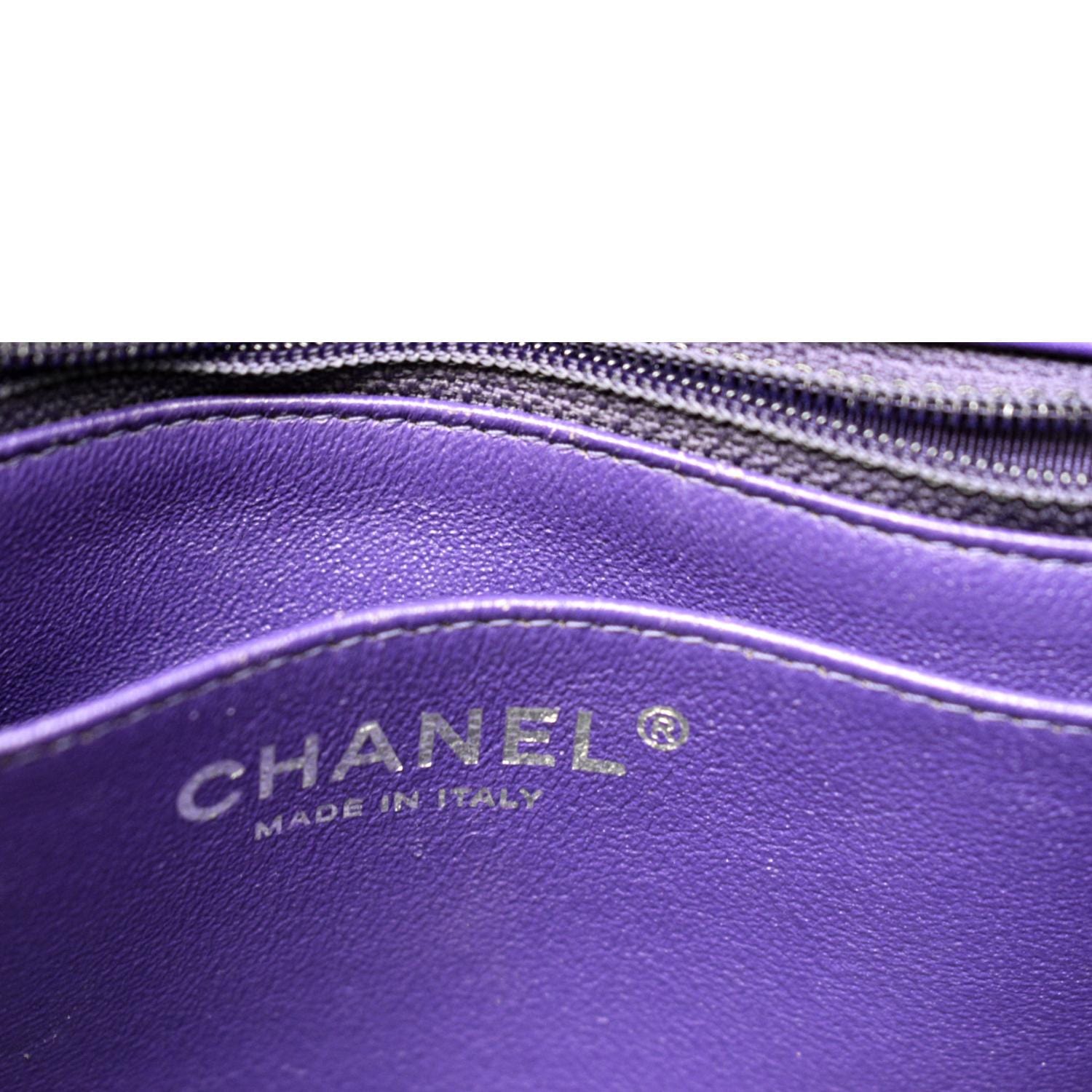 CHANEL Mini Flap Patent Calfskin Leather Shoulder Bag Purple