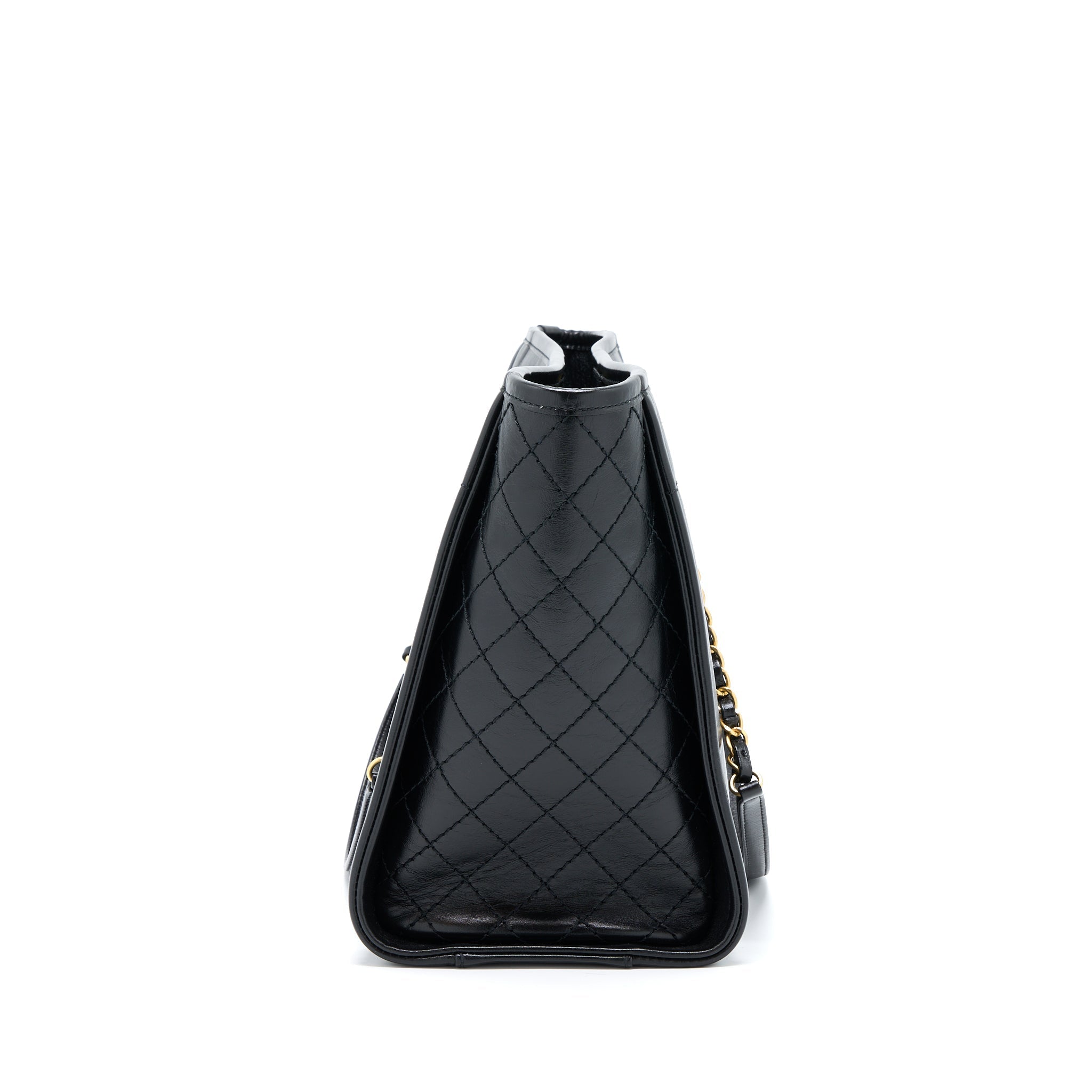 Chanel Deauville Tote Bag Calfskin Black With Detail Logo