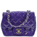 CHANEL Mini Flap Patent Calfskin Leather Shoulder Bag Purple