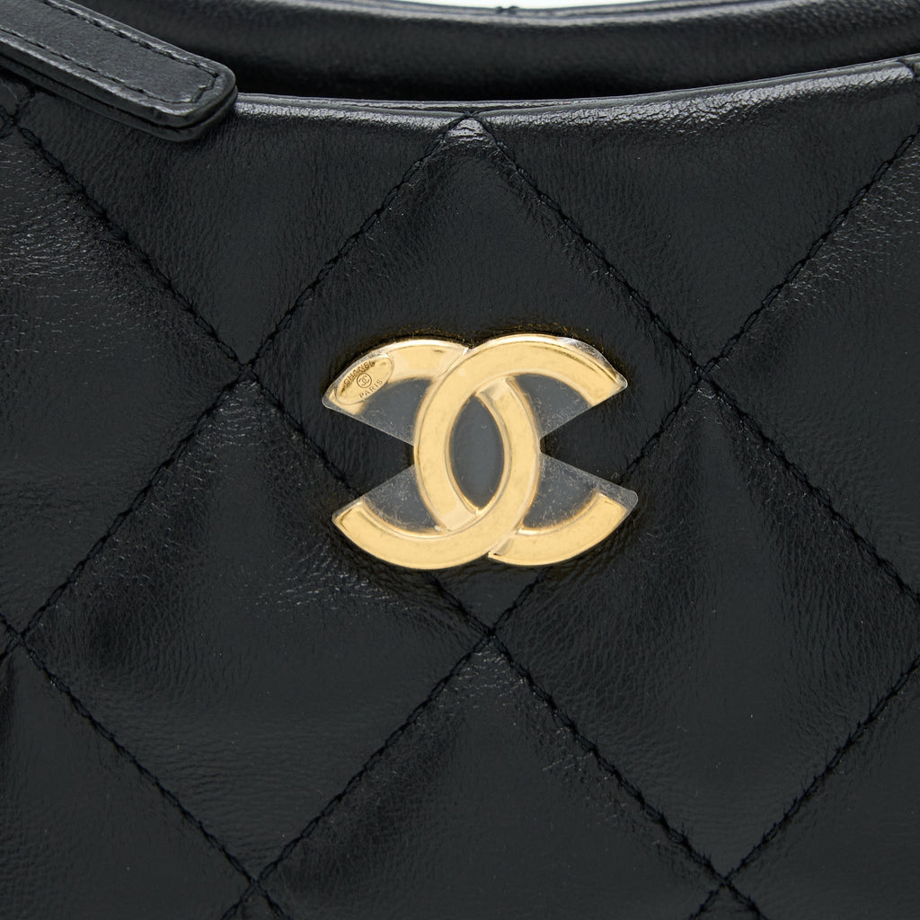 Chanel 22K Hobo Shoulder Bag Lambskin Black  (Microchip)