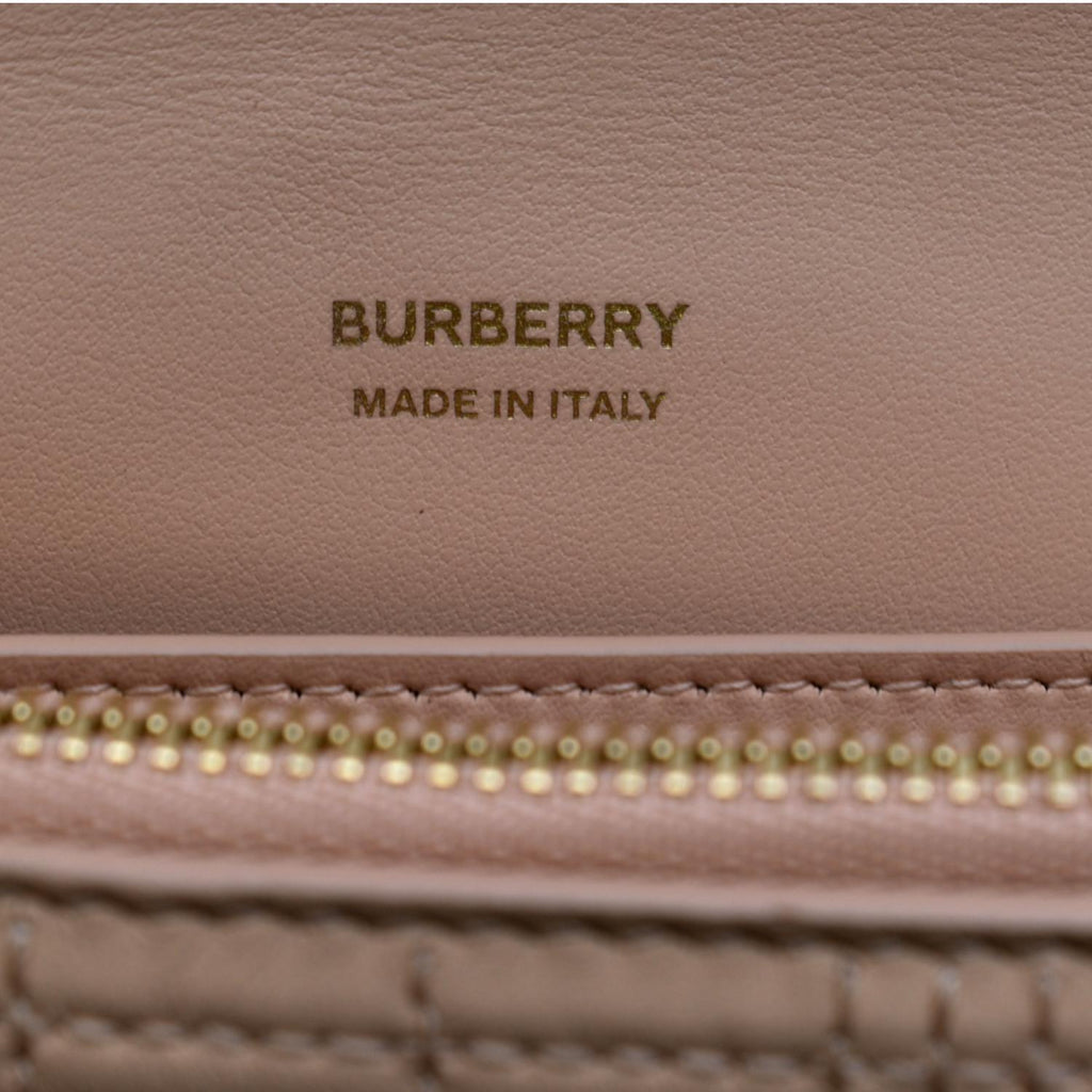 BURBERRY Tb Lola Quilted Lambskin Chain Shoulder Bag Beige