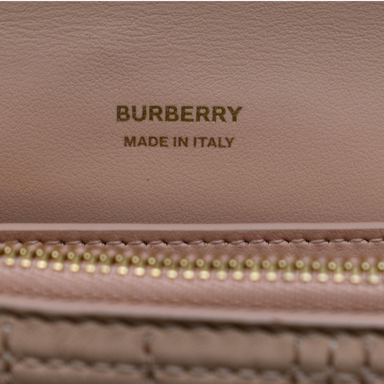 BURBERRY Tb Lola Quilted Lambskin Chain Shoulder Bag Beige