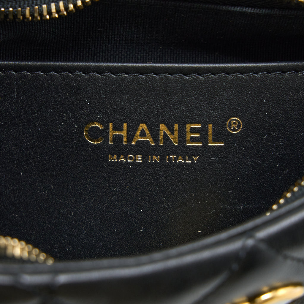Chanel 22K Hobo Shoulder Bag Lambskin Black  (Microchip)