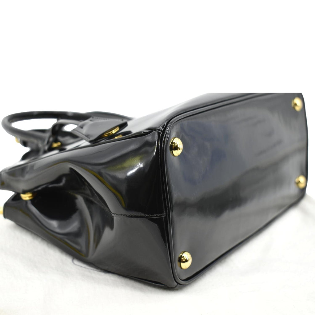 PRADA Double Zip Patent Leather Shoulder Bag Black B1801N