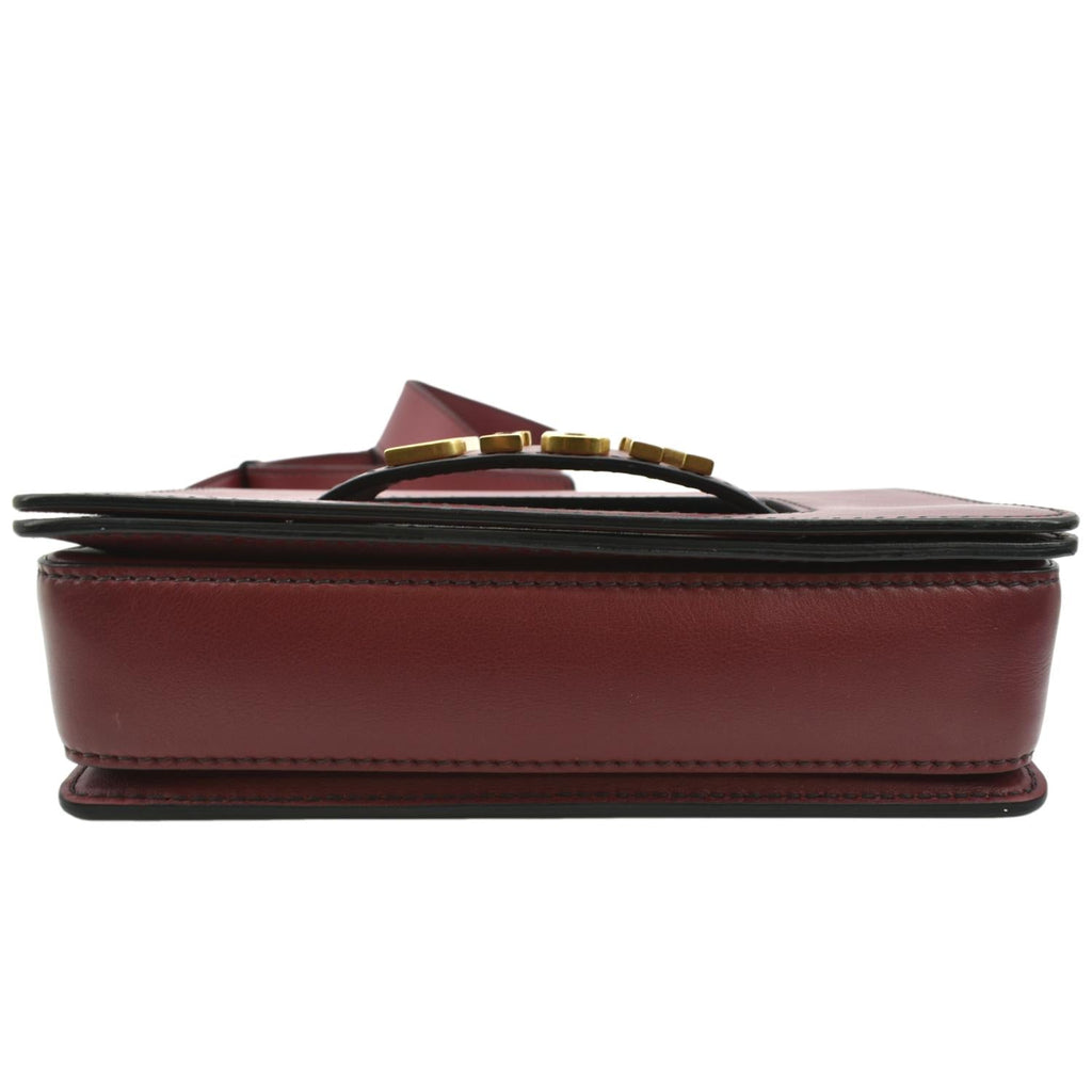 CHRISTIAN DIOR Dio(r)evolution Flap Calfskin Shoulder Bag Dark Red