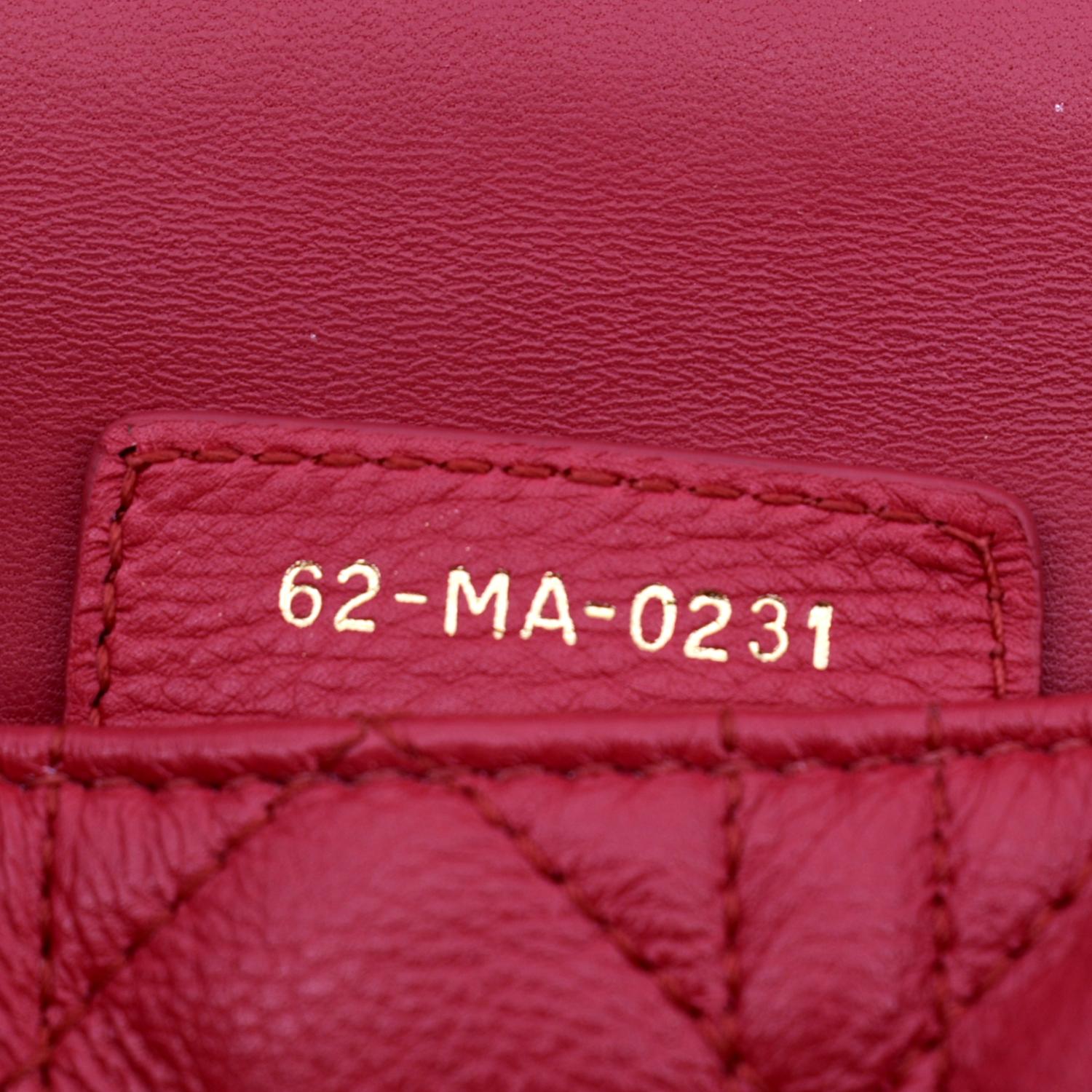 CHRISTIAN DIOR Caro Cannage Calfskin Leather Shoulder Bag Red