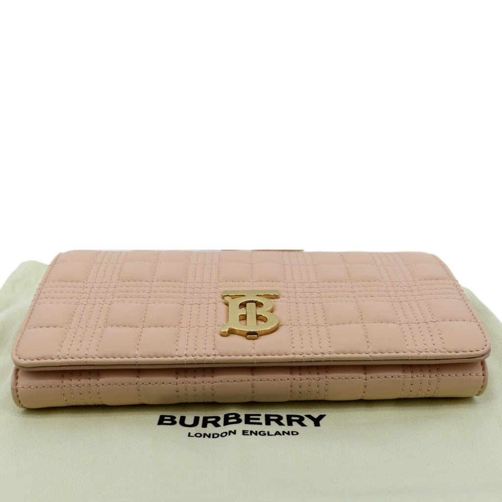 BURBERRY Tb Lola Quilted Lambskin Chain Shoulder Bag Beige