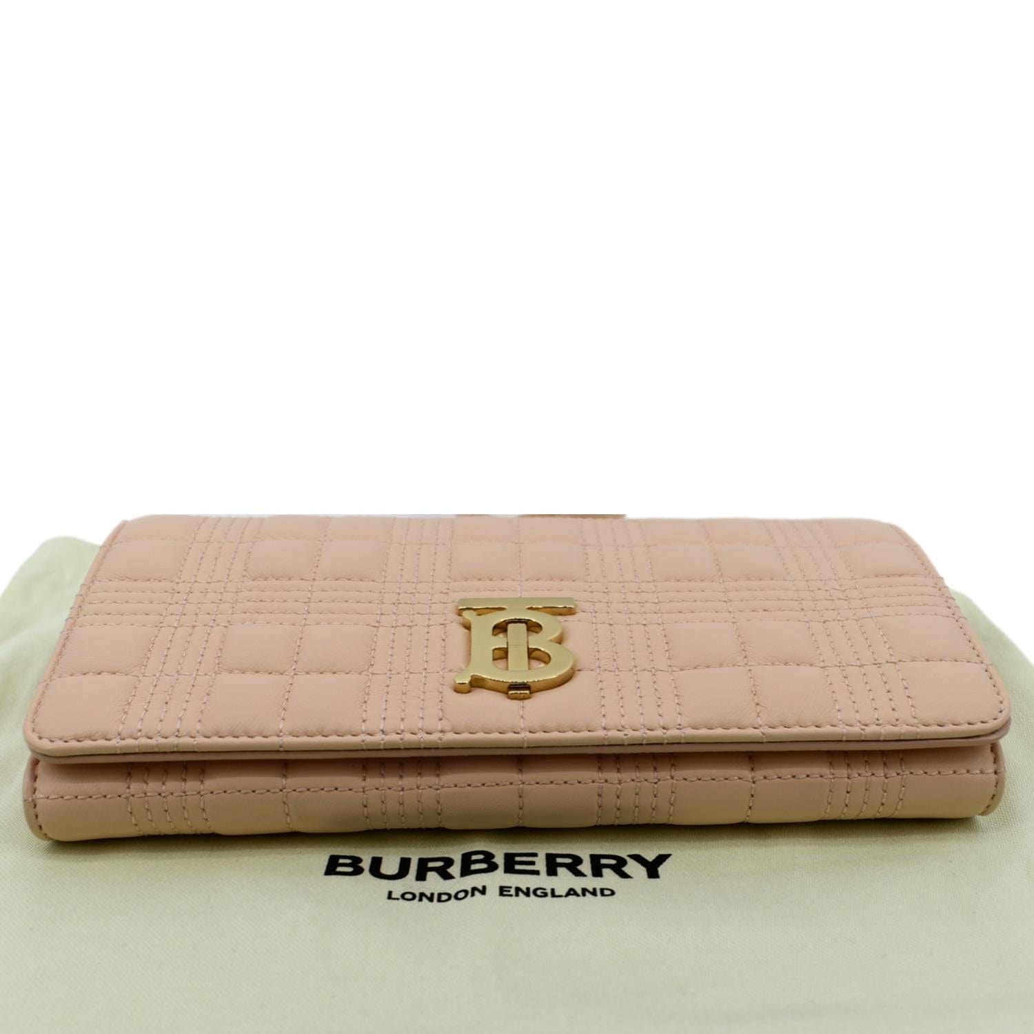 BURBERRY Tb Lola Quilted Lambskin Chain Shoulder Bag Beige