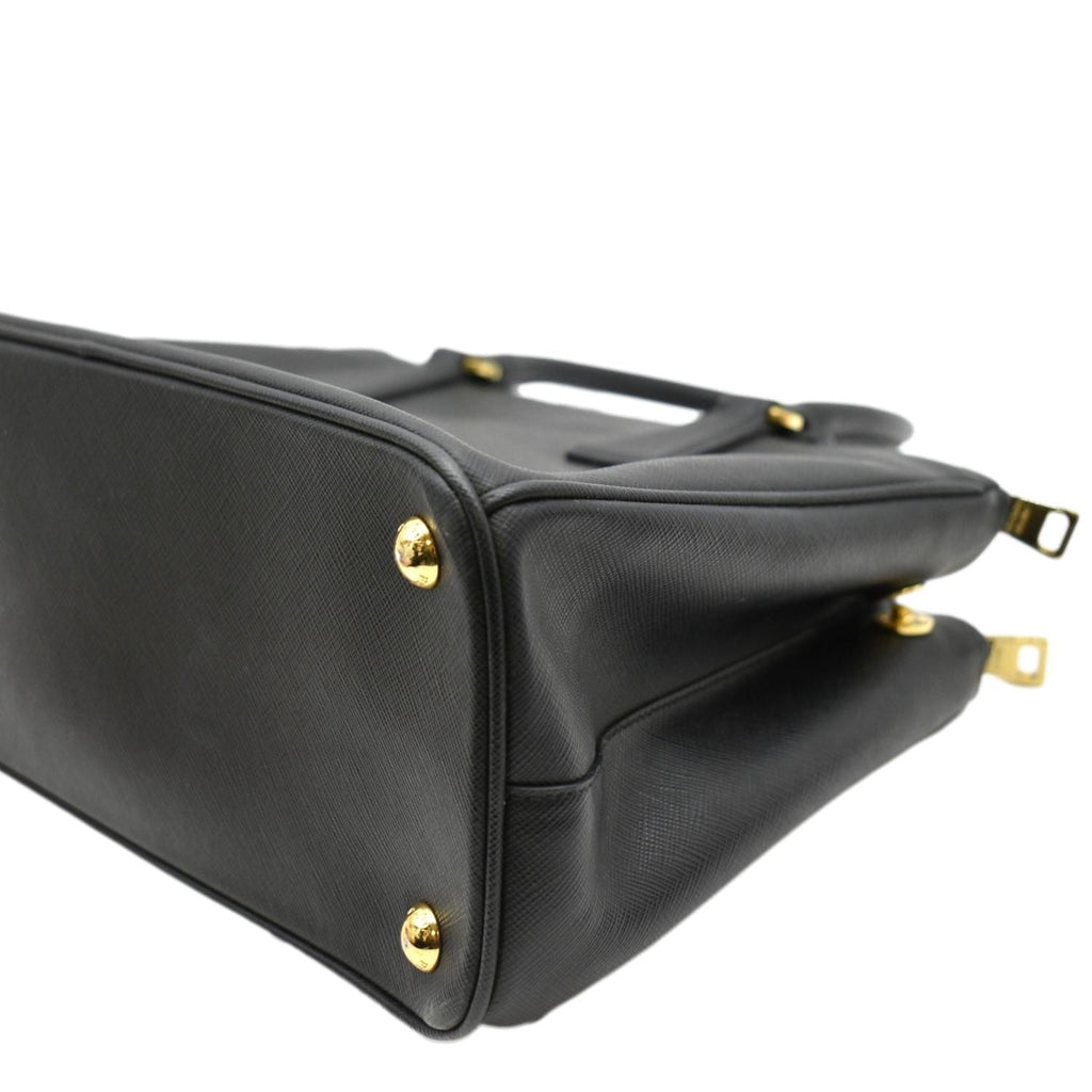 PRADA Galleria Double-Zip small Saffiano Leather Tote Bag Black