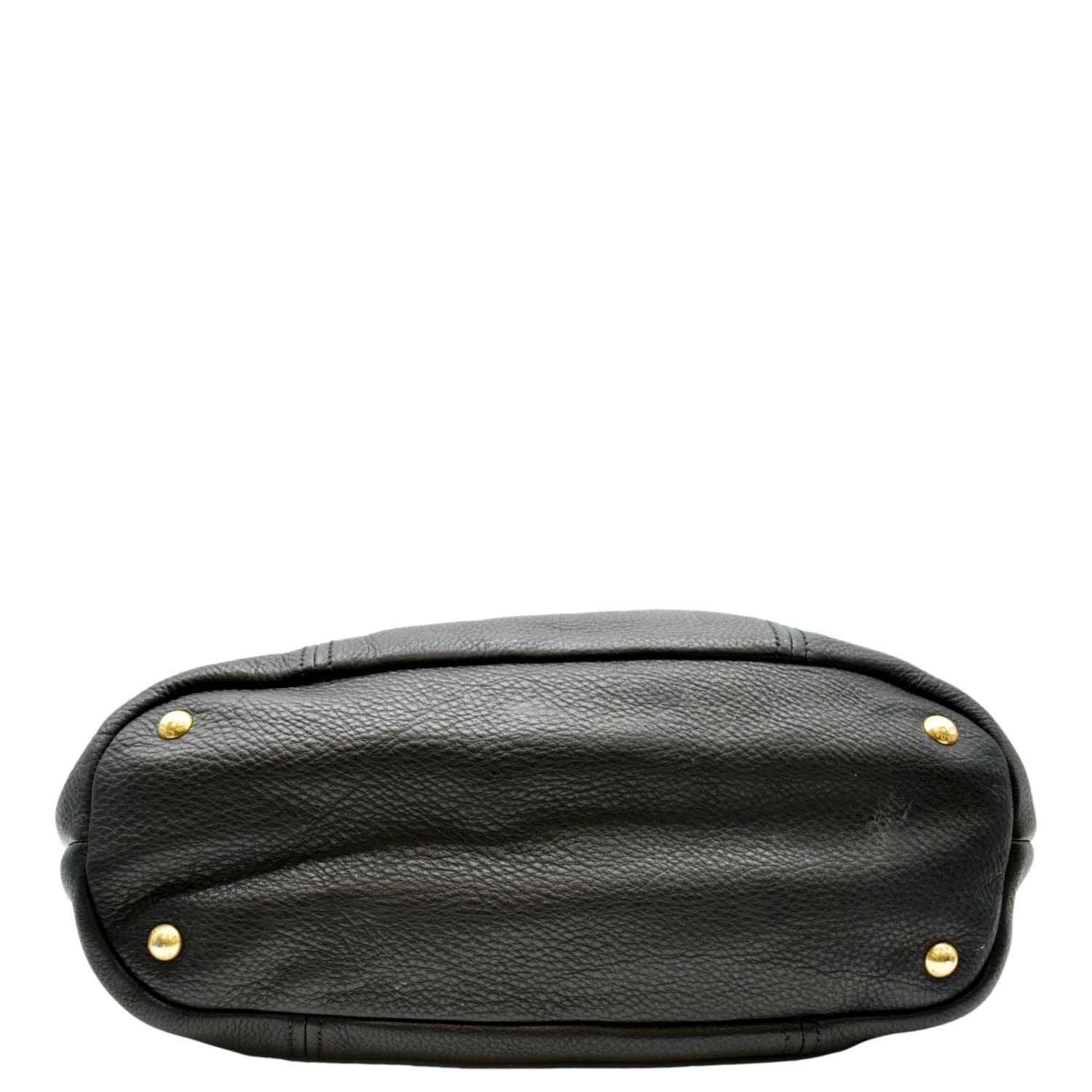 PRADA Vitello Daino Large leather Tote Shoulder Bag Black