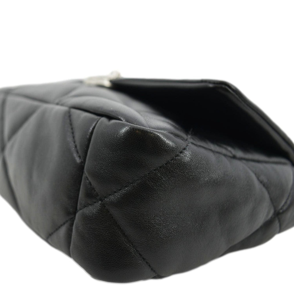 CHANEL 19 Small Flap Quilted Lambskin Leather Shoulder Bag Black