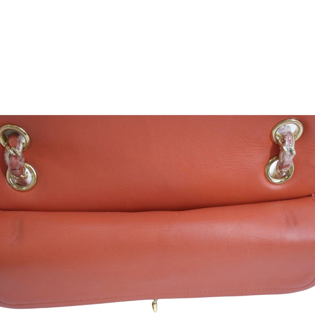CHANEL Classic Medium Double Flap Python Leather Shoulder Bag Red