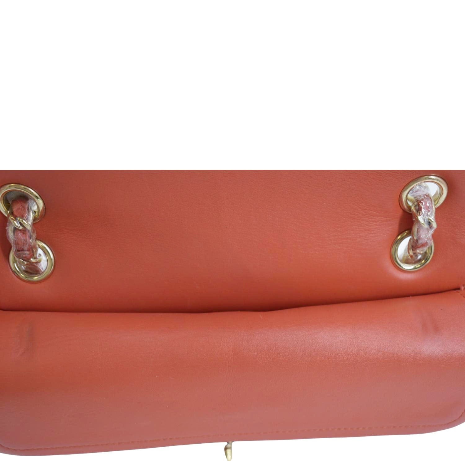 CHANEL Classic Medium Double Flap Python Leather Shoulder Bag Red