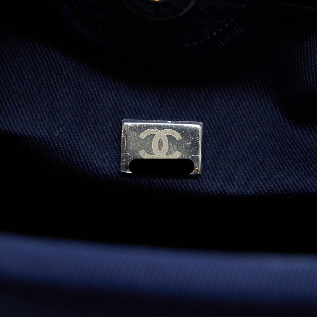 Chanel PM Deauville Tote Bag Canvas Navy  (Microchip)