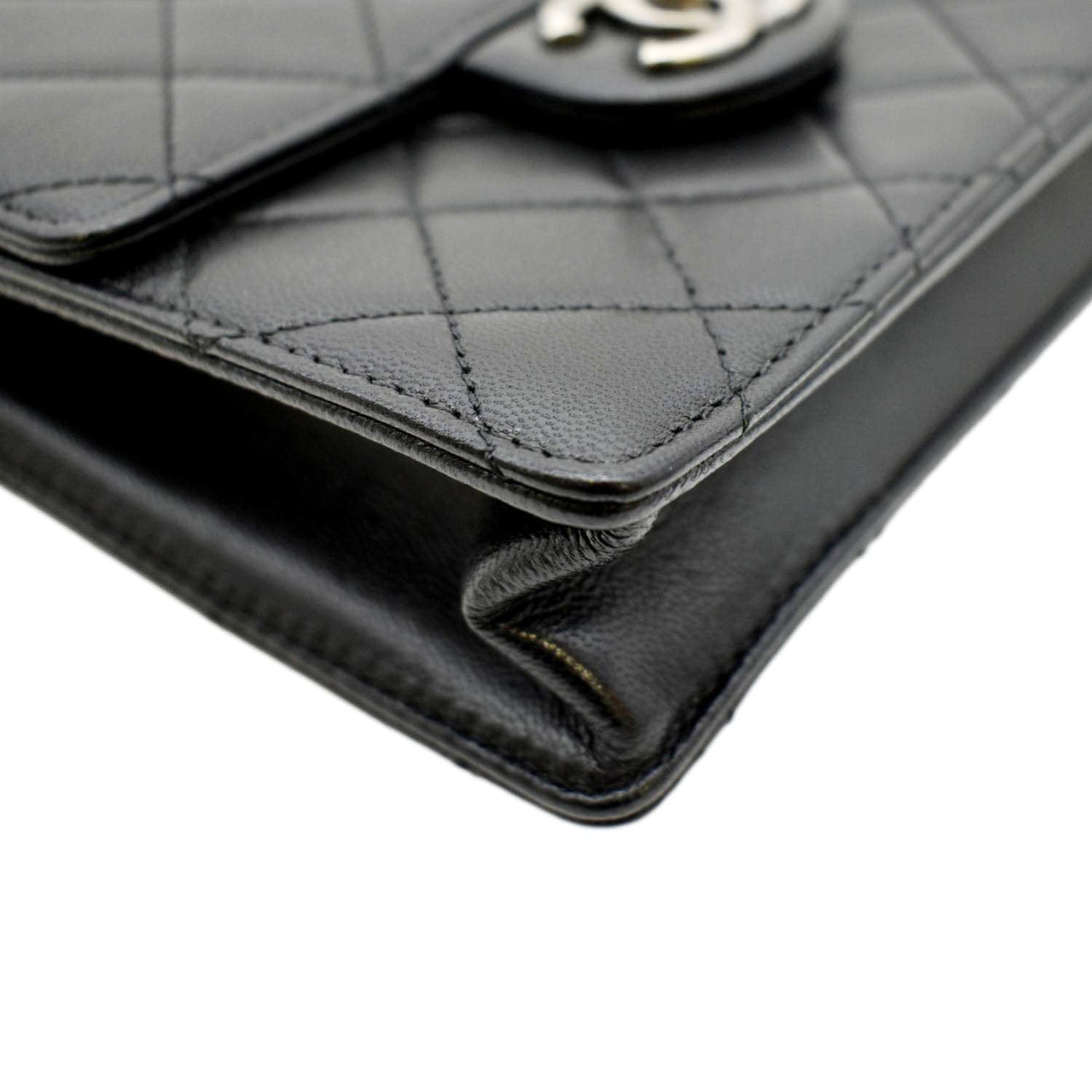 CHANEL Chic Pearls Flap Quilted Calfskin Leather Shoulder Bag Black