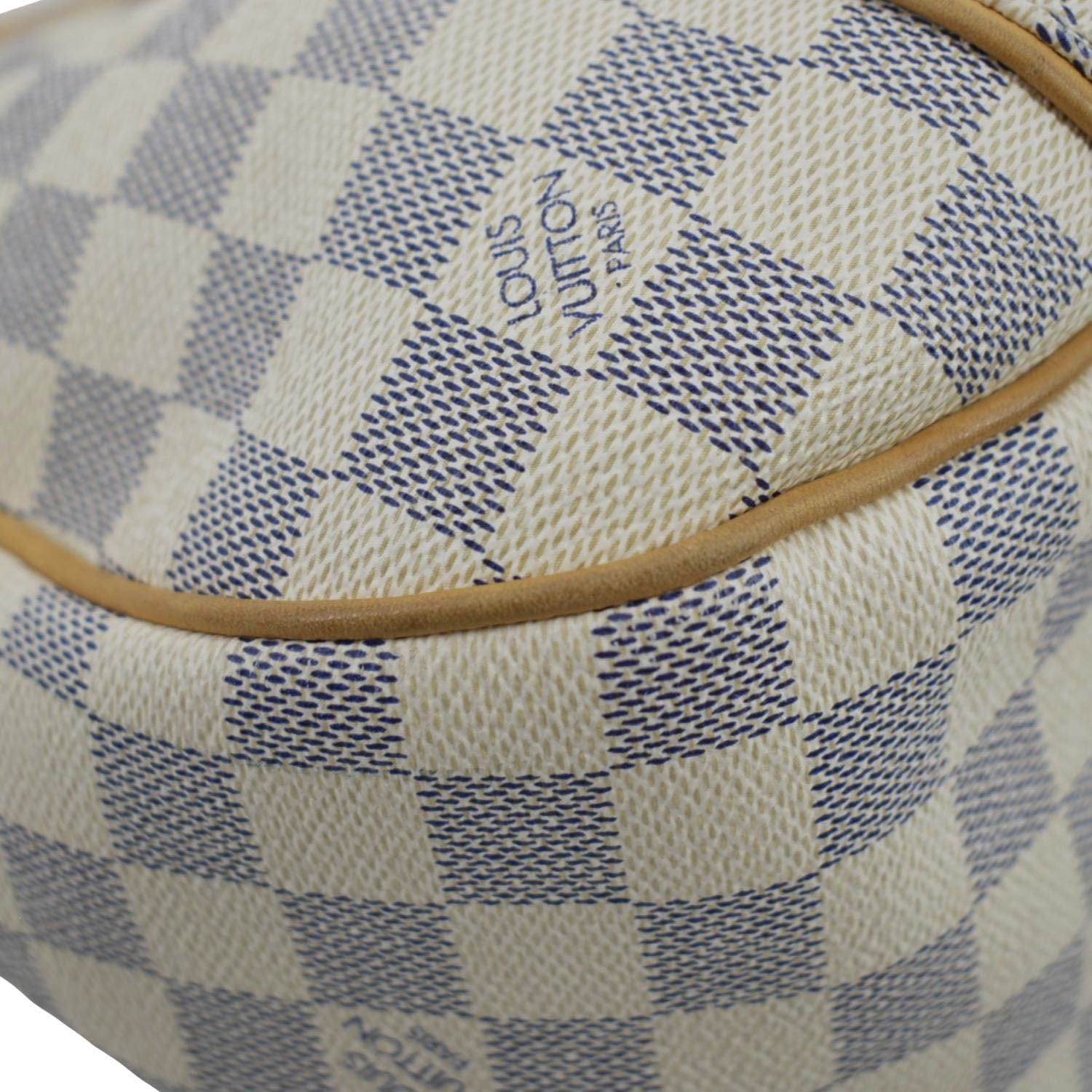 LOUIS VUITTON Galliera PM Damier Azur Shoulder Hobo Bag White
