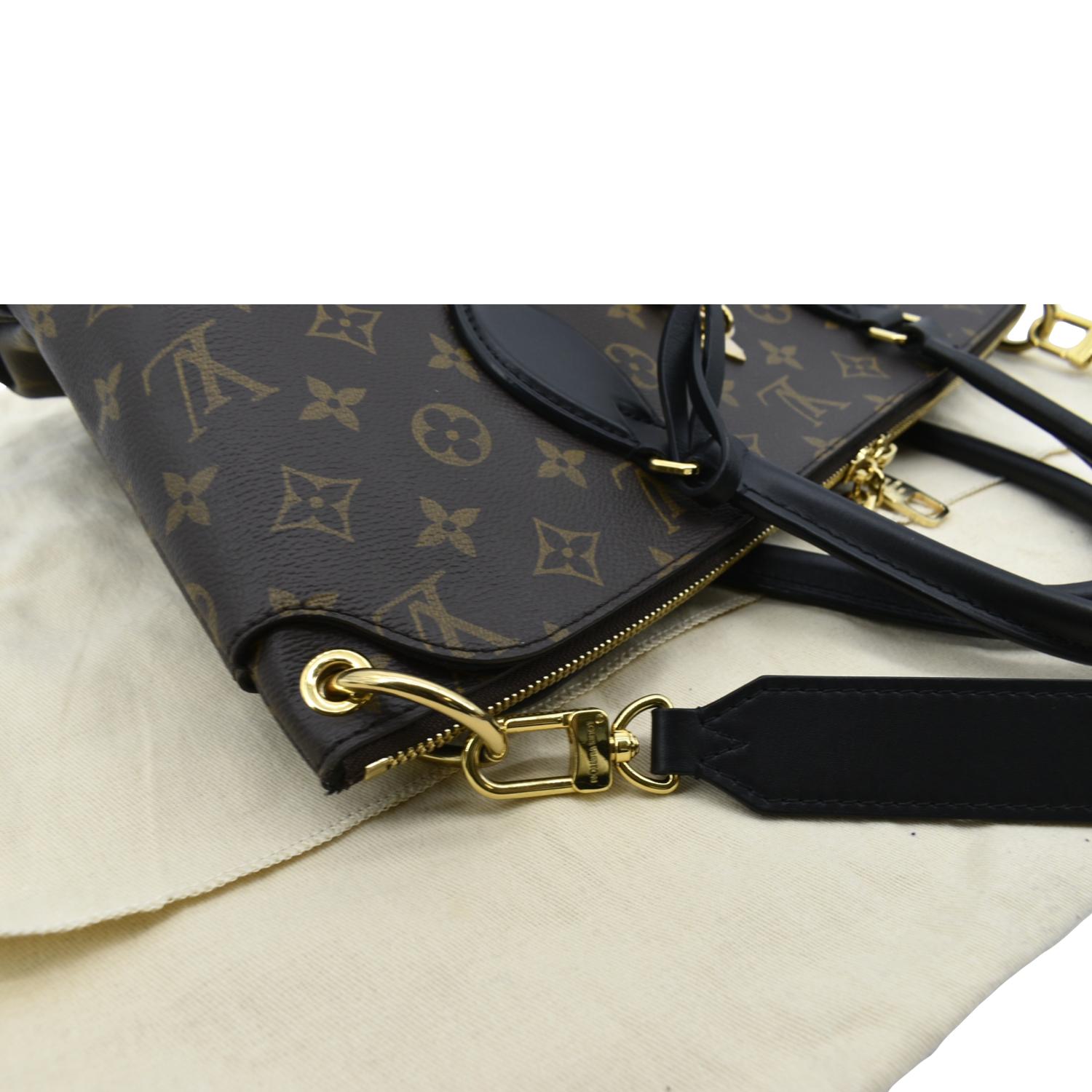 LOUIS VUITTON Flower Zipped MM Monogram Canvas Tote Bag Noir
