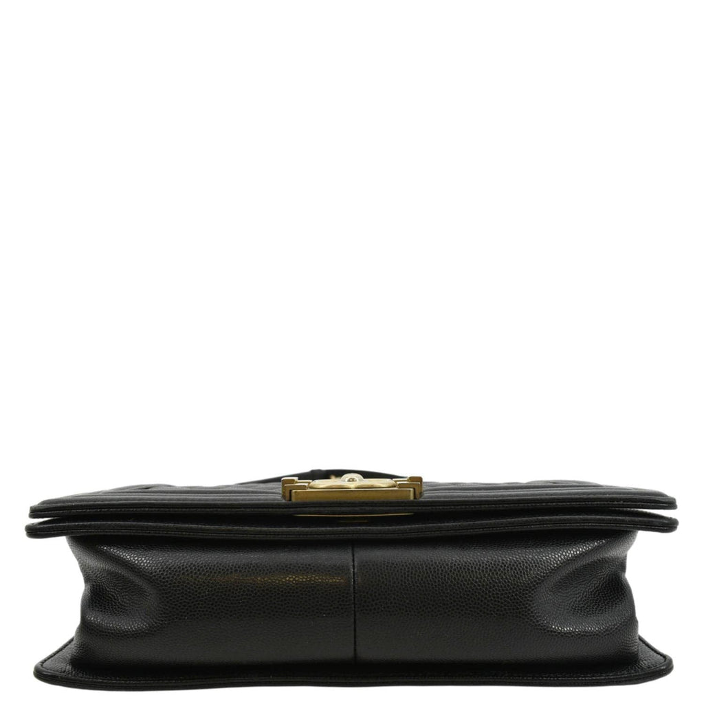 CHANEL Medium Boy Flap Caviar Quilted Leather Shoulder Bag Black
