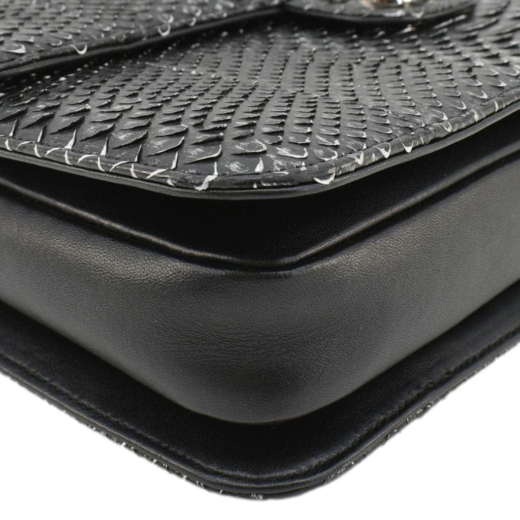 CHANEL Perfect Edge Large Flap Snakeskin Shoulder Bag Black