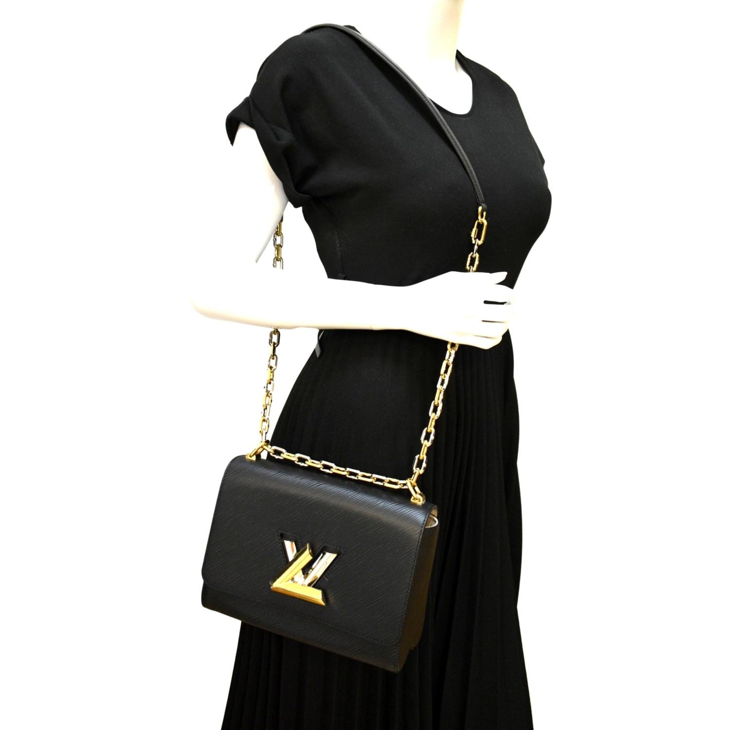 LOUIS VUITTON LV Twist MM Epi Leather Shoulder Bag Black